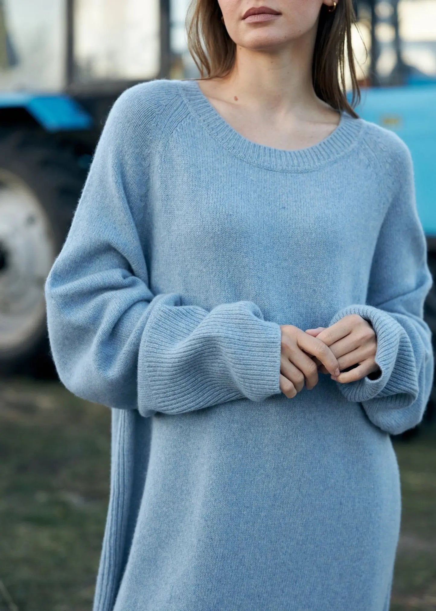 Pure Cashmere Dress in Jeans Blue - NiSO