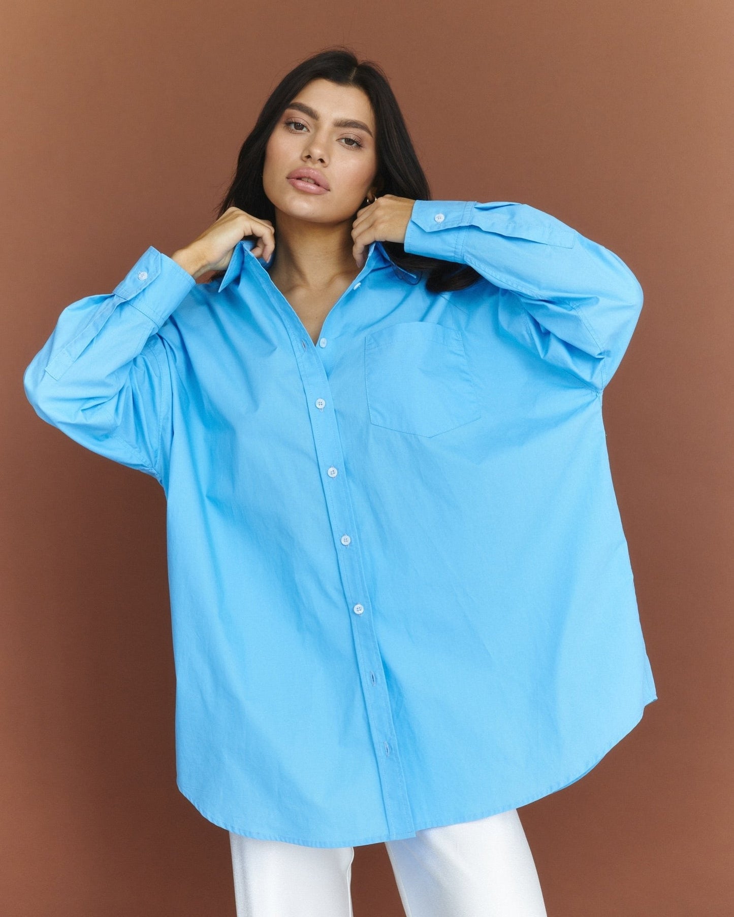 Classic Natural Cotton Shirt in Light Blue - NiSO
