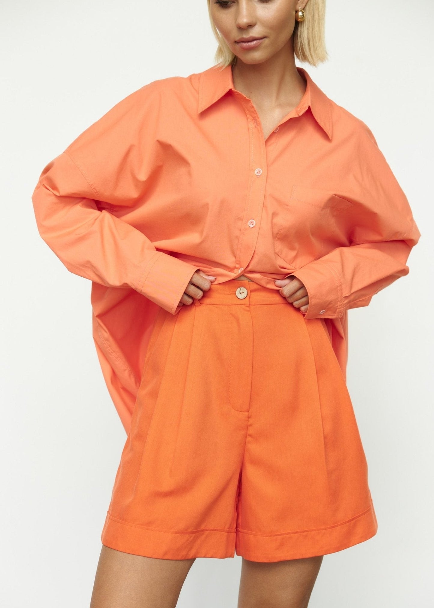 Classic Natural Cotton Shirt in Orange - NiSO