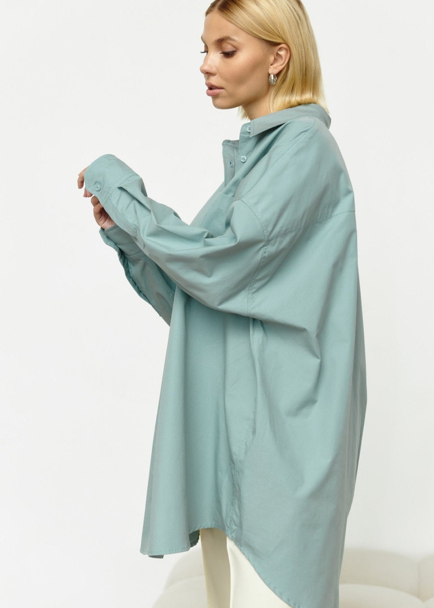 Classic Natural Cotton Shirt in Sage - NiSO