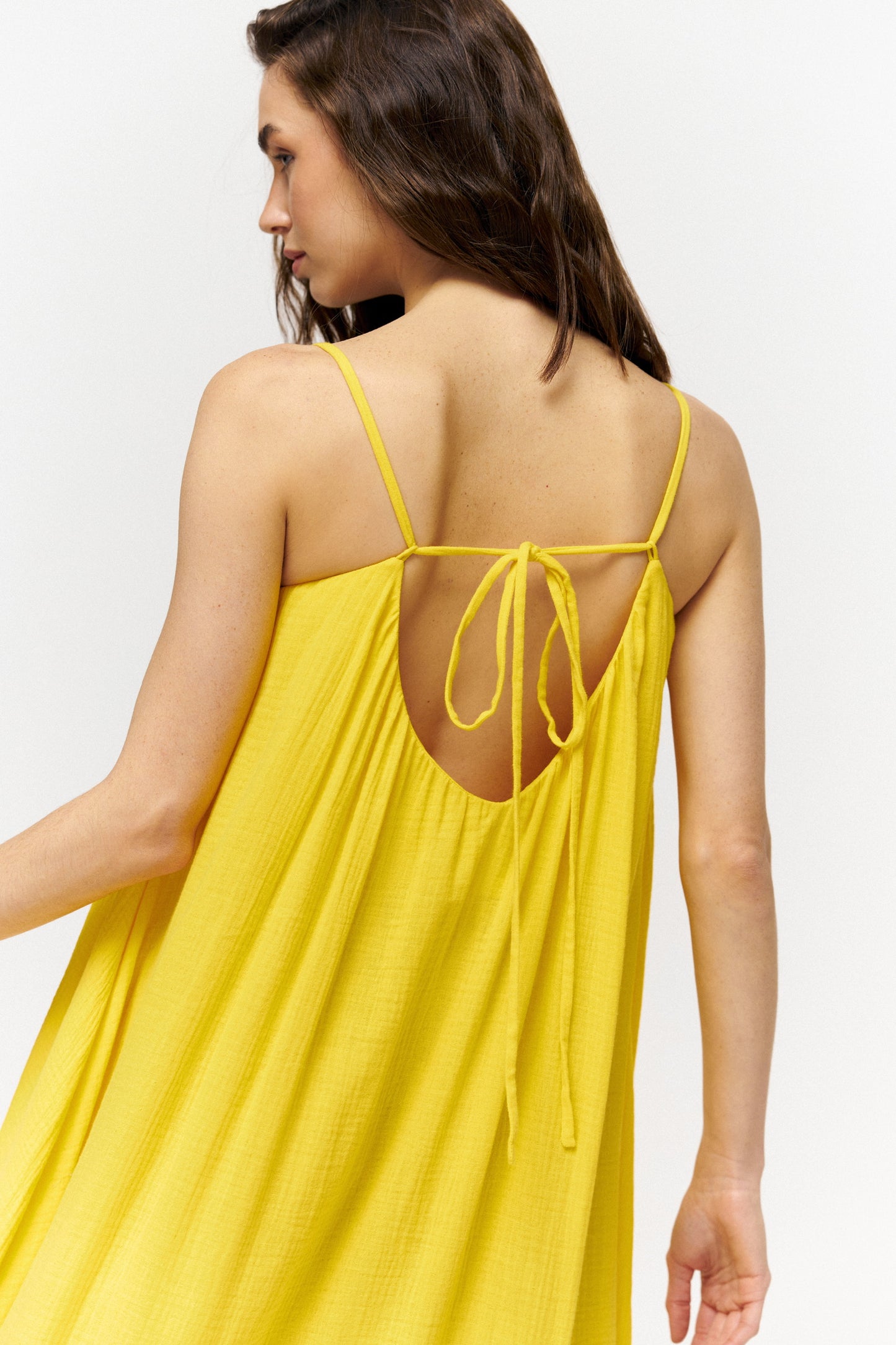 Universal Midi Muslin Summer Dress in Yellow