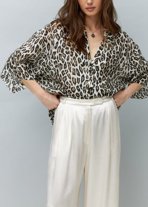 Leopard 100% Premium Silk Blouse - NiSO