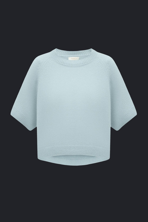 Lightweight Cashmere T-Shirt in Light Blue - NiSO