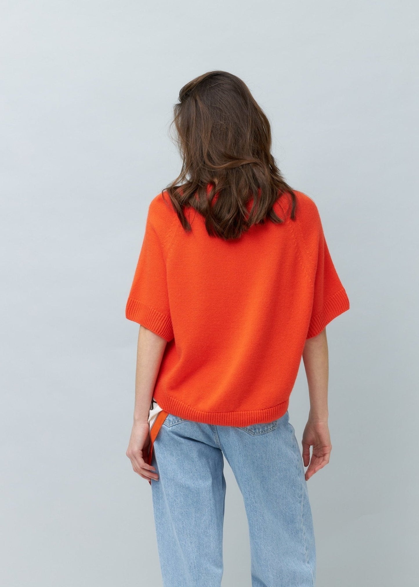 Lightweight 100% Cashmere T-Shirt in Orange - NiSO