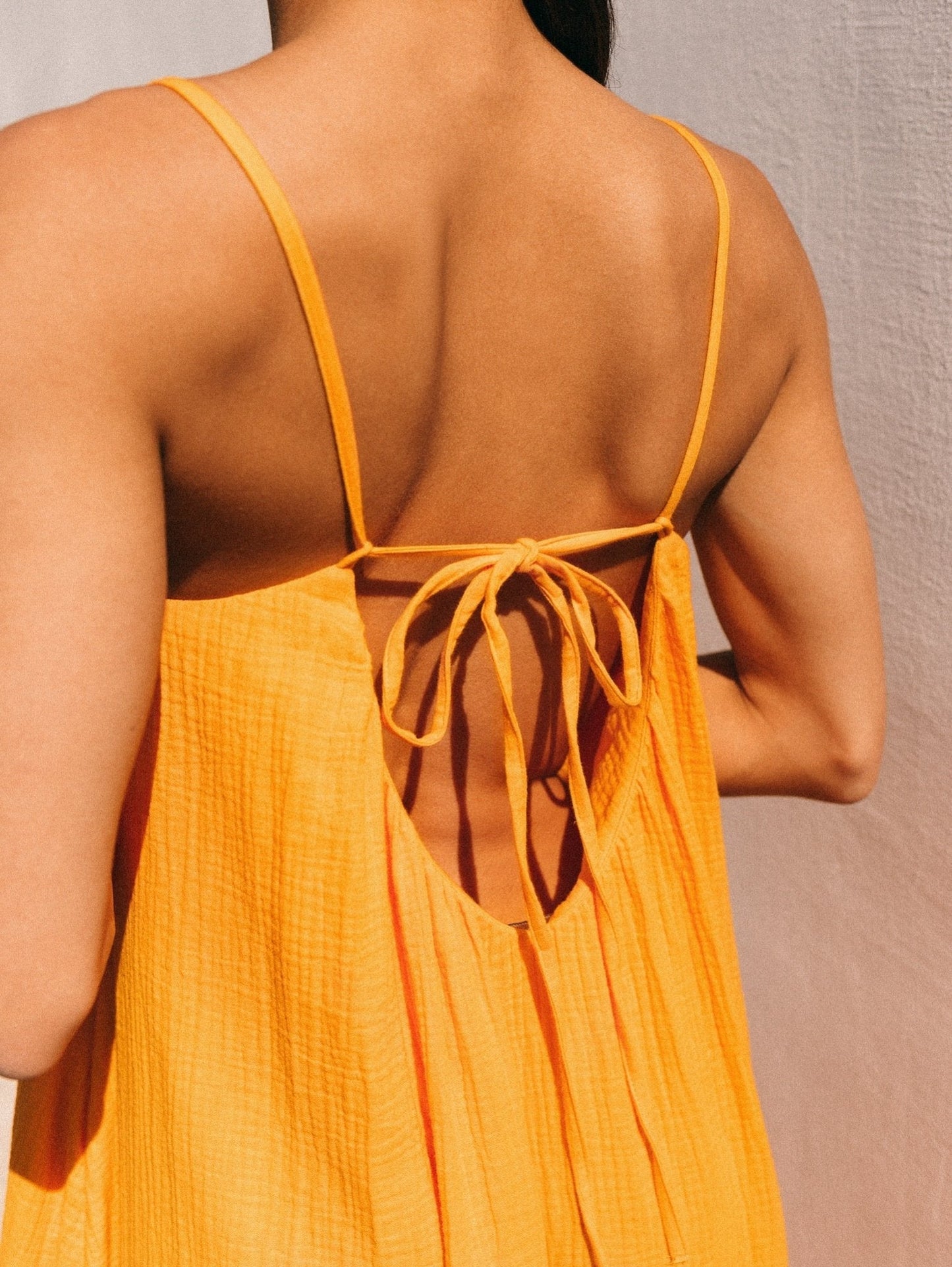 Universal Midi Muslin Summer Dress in Orange - NiSO