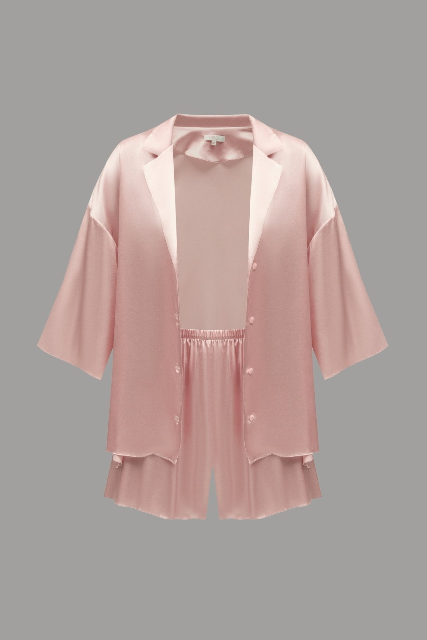Pure Silk Blouse and Shorts Set in Powder - NiSO
