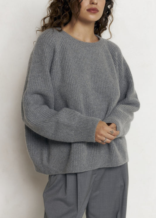 RUTA Ribbed - knit Cashmere Sweater in Gray - NiSO
