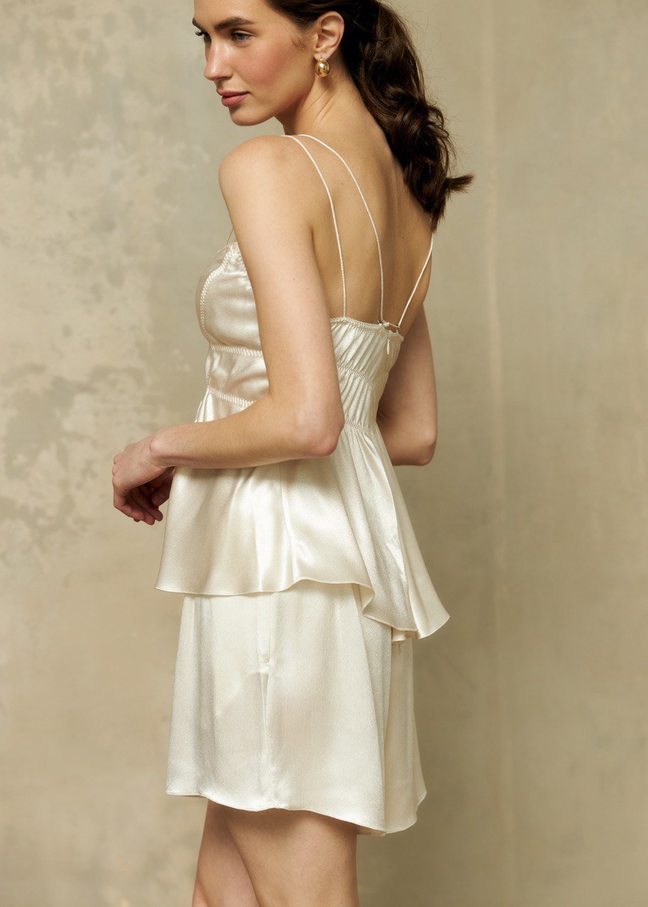 Silk Blend Shorts in Champagne - NiSO