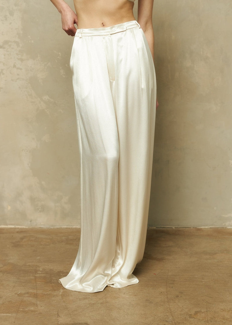 Silk Blend Trousers in Champagne - NiSO
