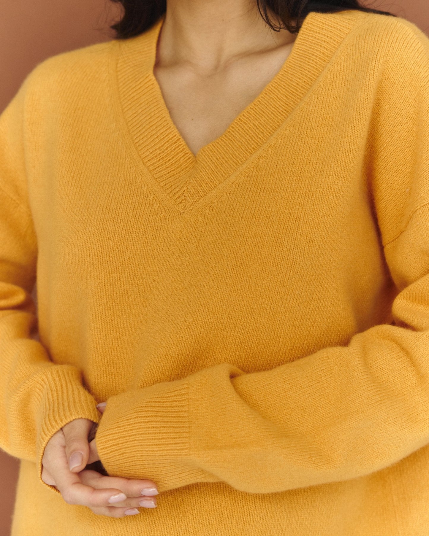 ZHADANA V - Neck Cashmere Sweater in Orange - NiSO