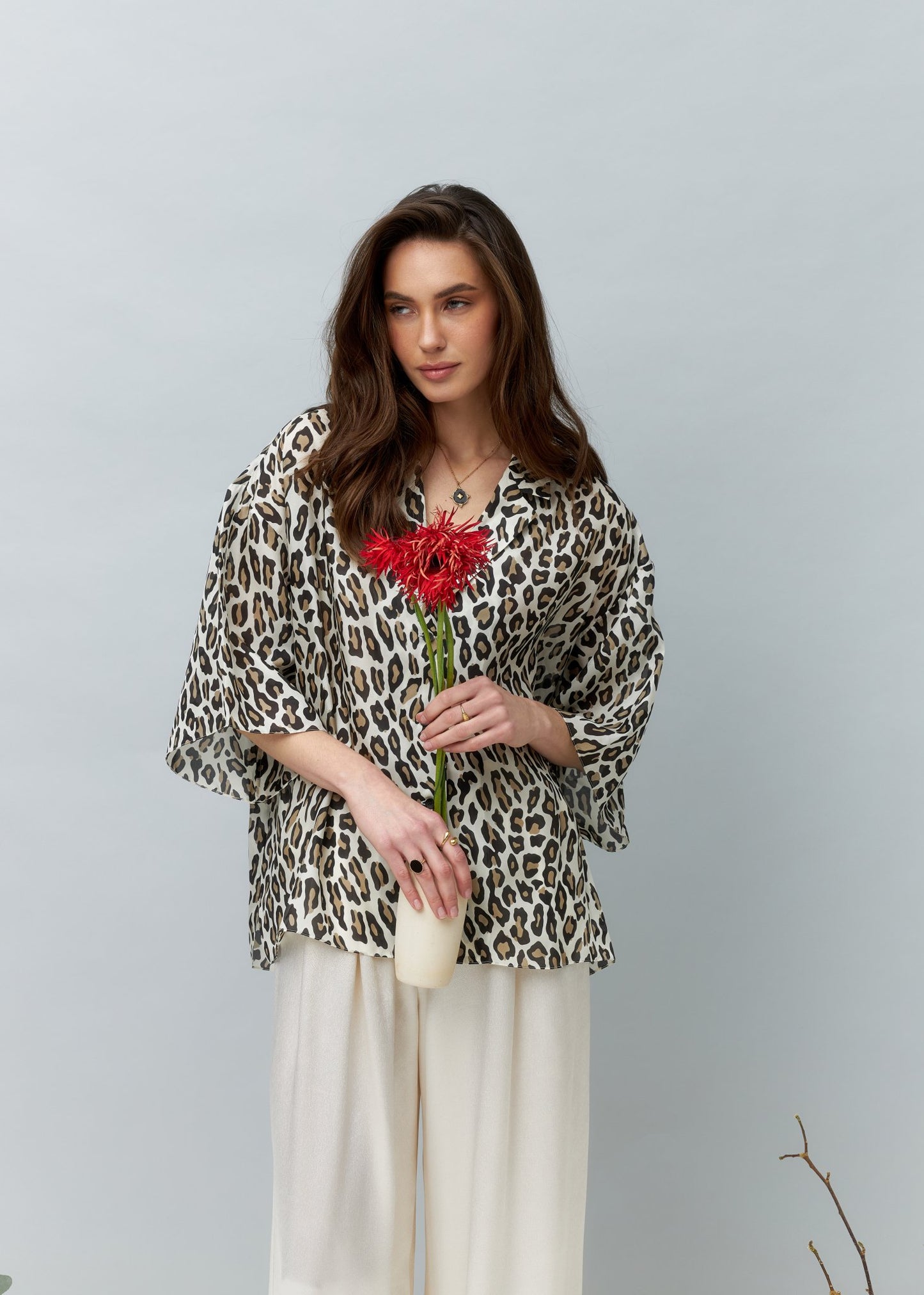 Leopard Premium Silk Blouse - silk blouse