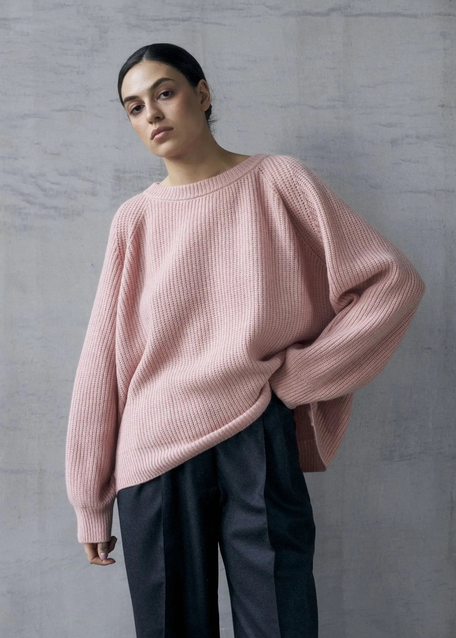 RUTA Ribbed-knit Cashmere Sweater in Light Pink - NiSO