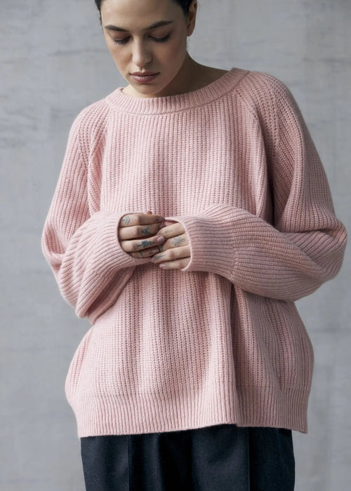 RUTA Ribbed-knit Cashmere Sweater in Light Pink - NiSO