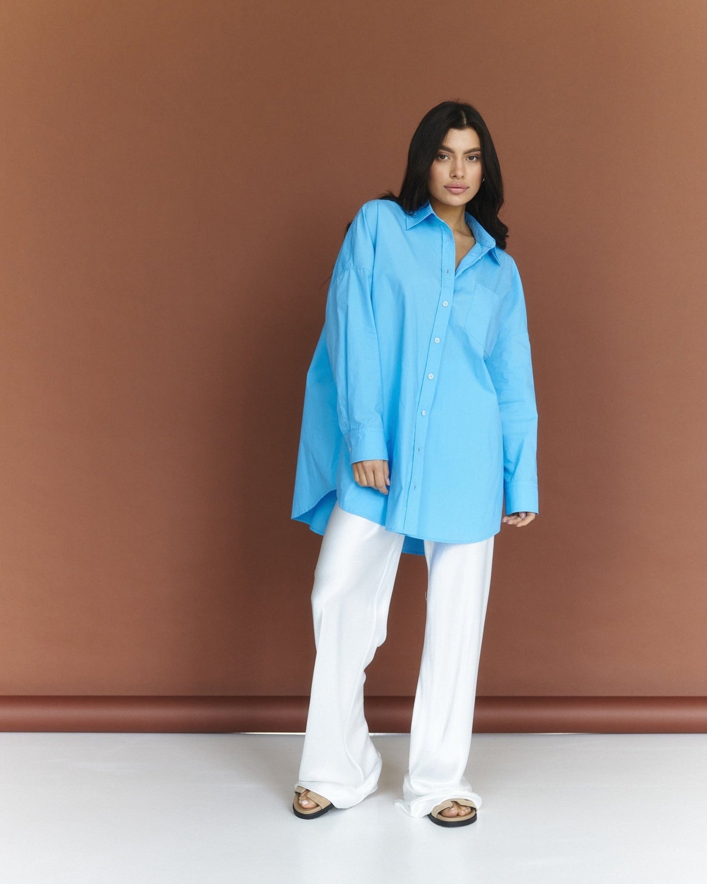 Classic Natural Cotton Shirt in Light Blue - NiSO