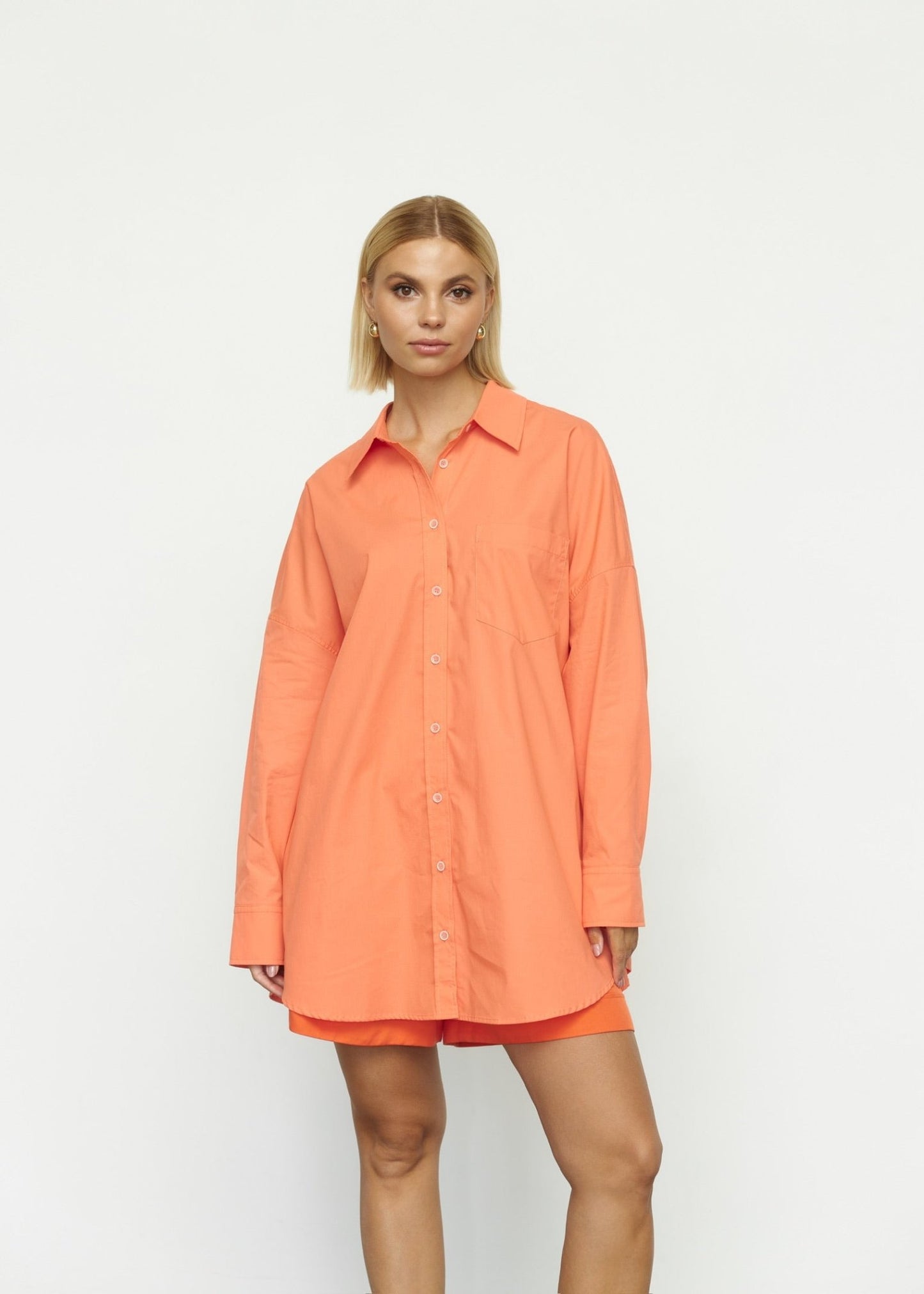 Classic Natural Cotton Shirt in Orange - NiSO