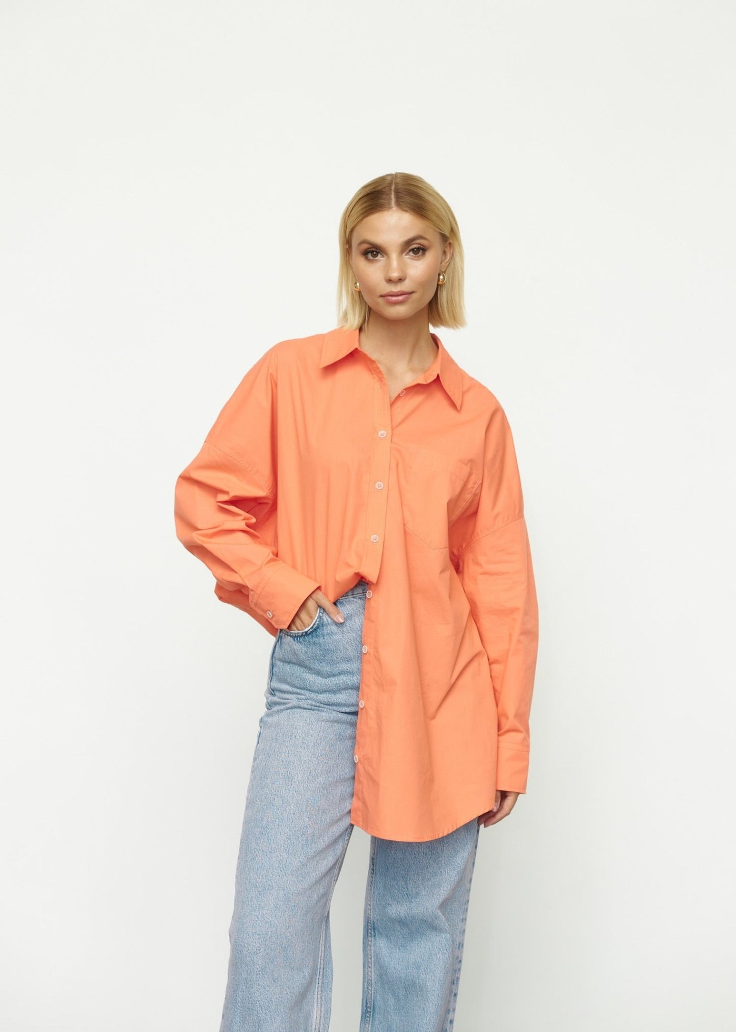 Classic Natural Cotton Shirt in Orange - NiSO