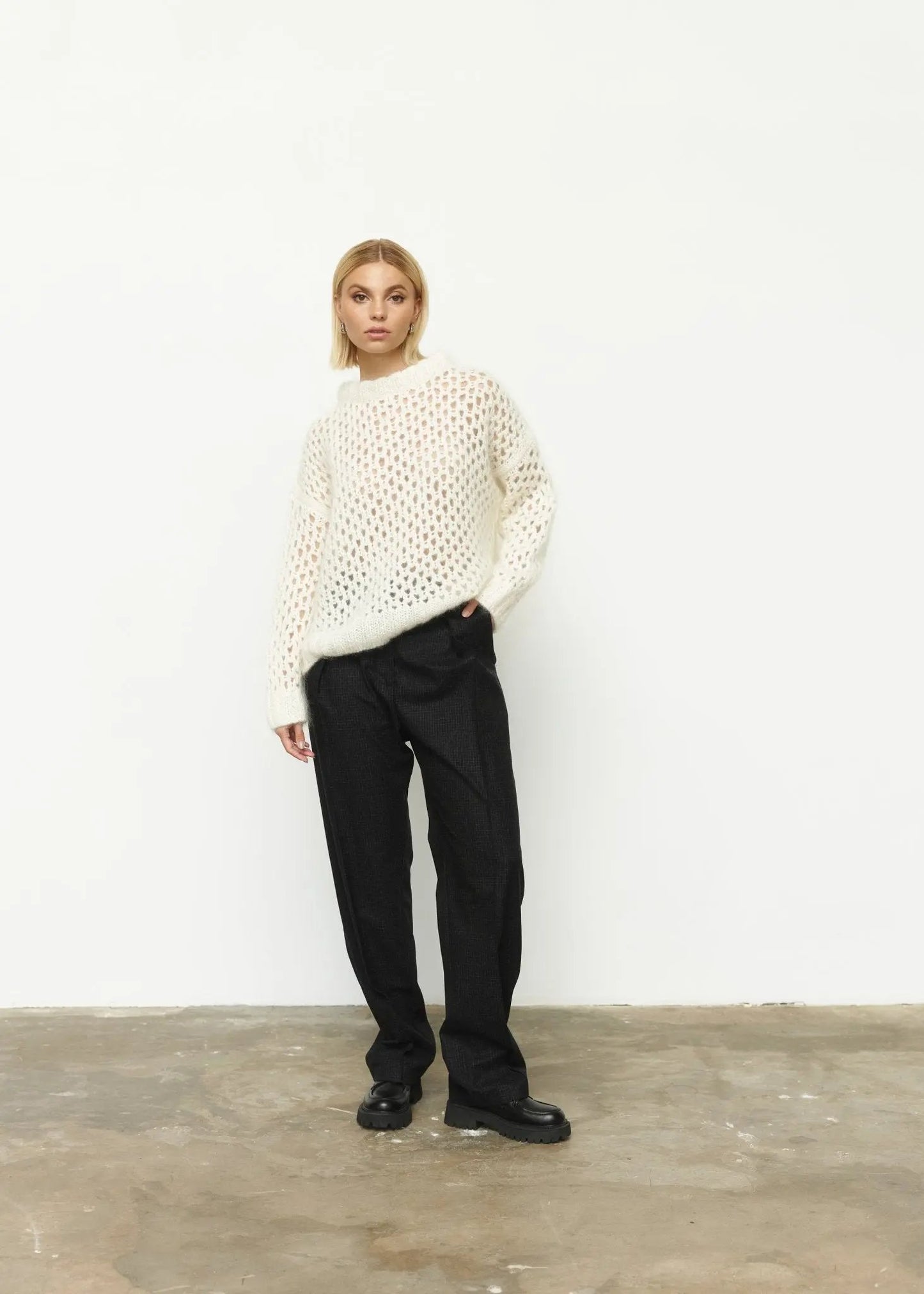 ZLATA Kid Mohair Handcrafted Sweater in White NiSO