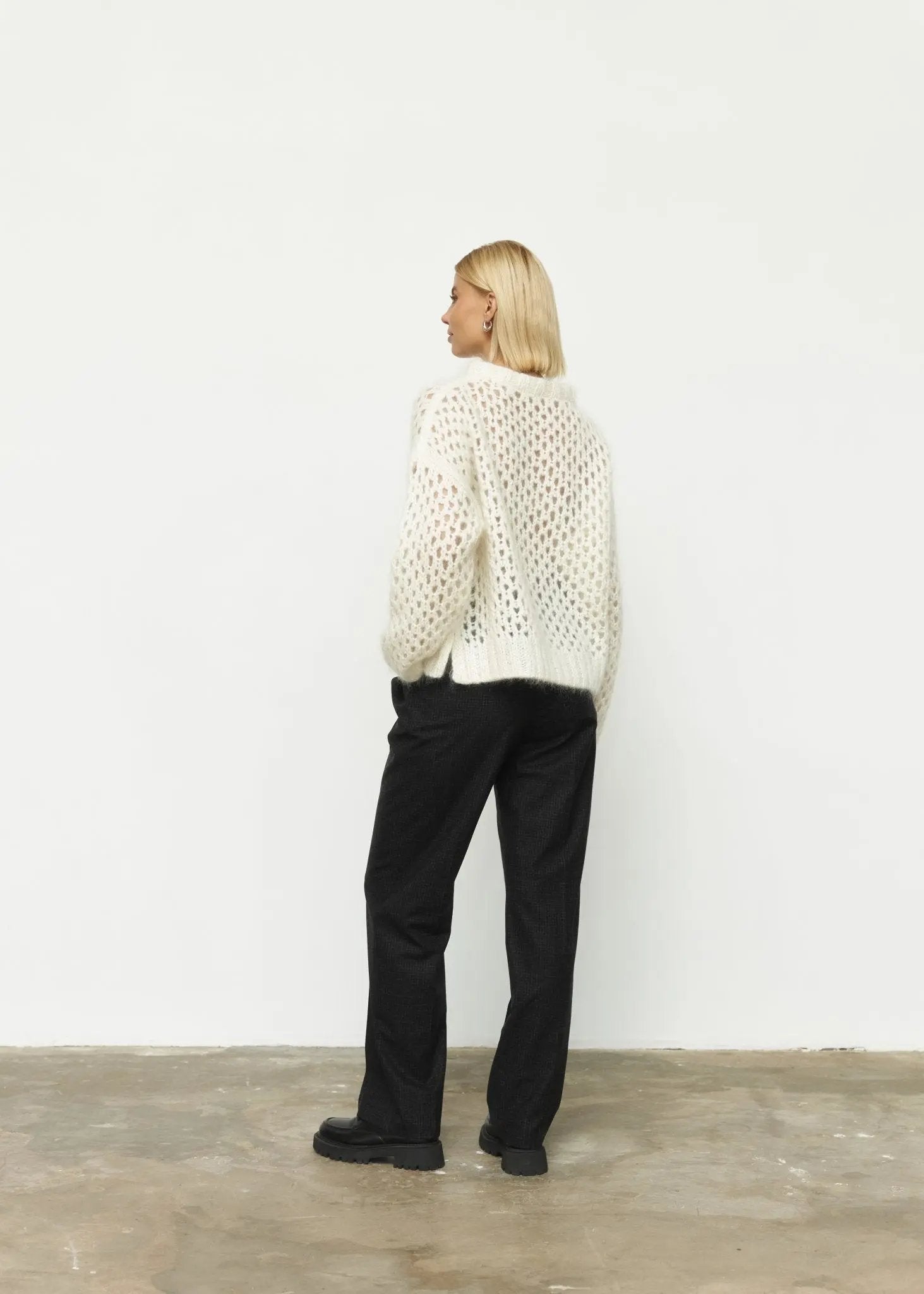 ZLATA Kid Mohair Handcrafted Sweater in White NiSO