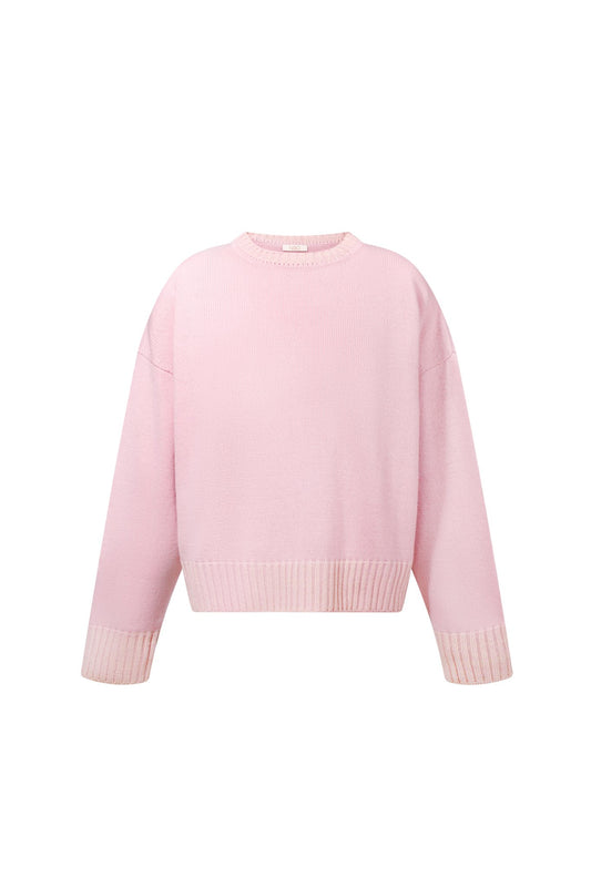 MILAVA Crew-Neck Cashmere Sweater in Pink NiSO