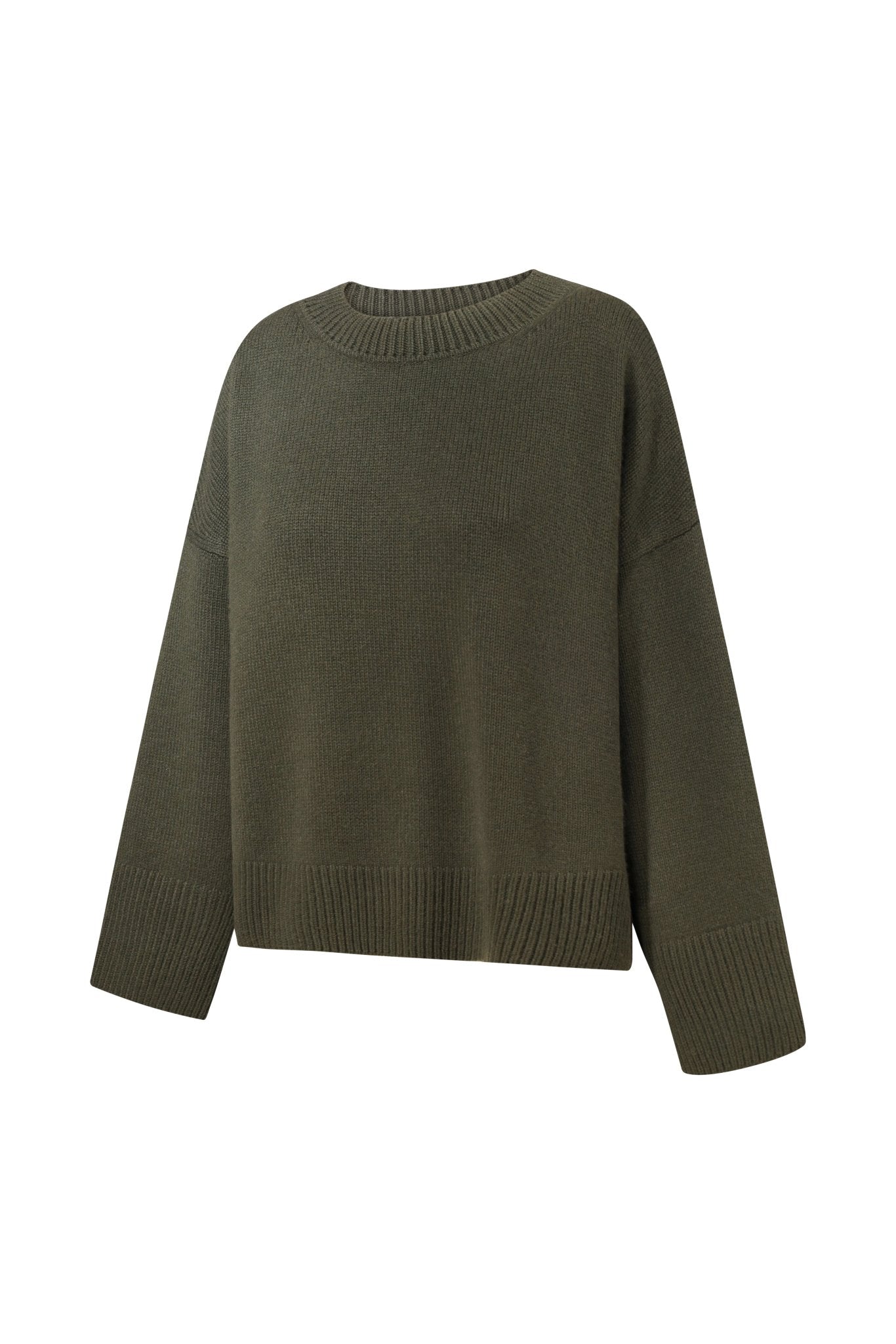 ZORIANA Crew-Neck Cashmere Sweater in Dark Green NiSO