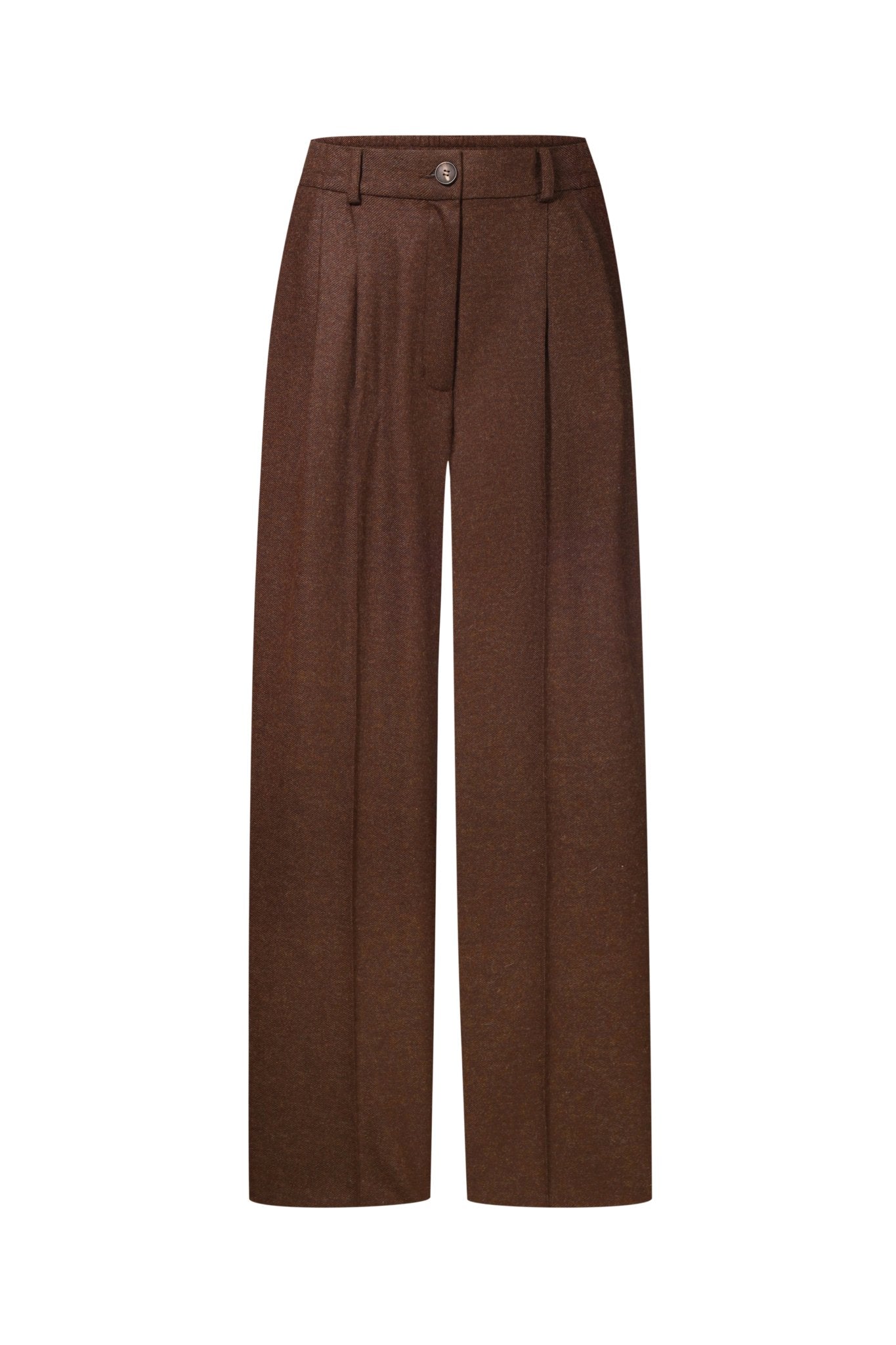 Wool Palazzo Trousers in Dark Brown NiSO