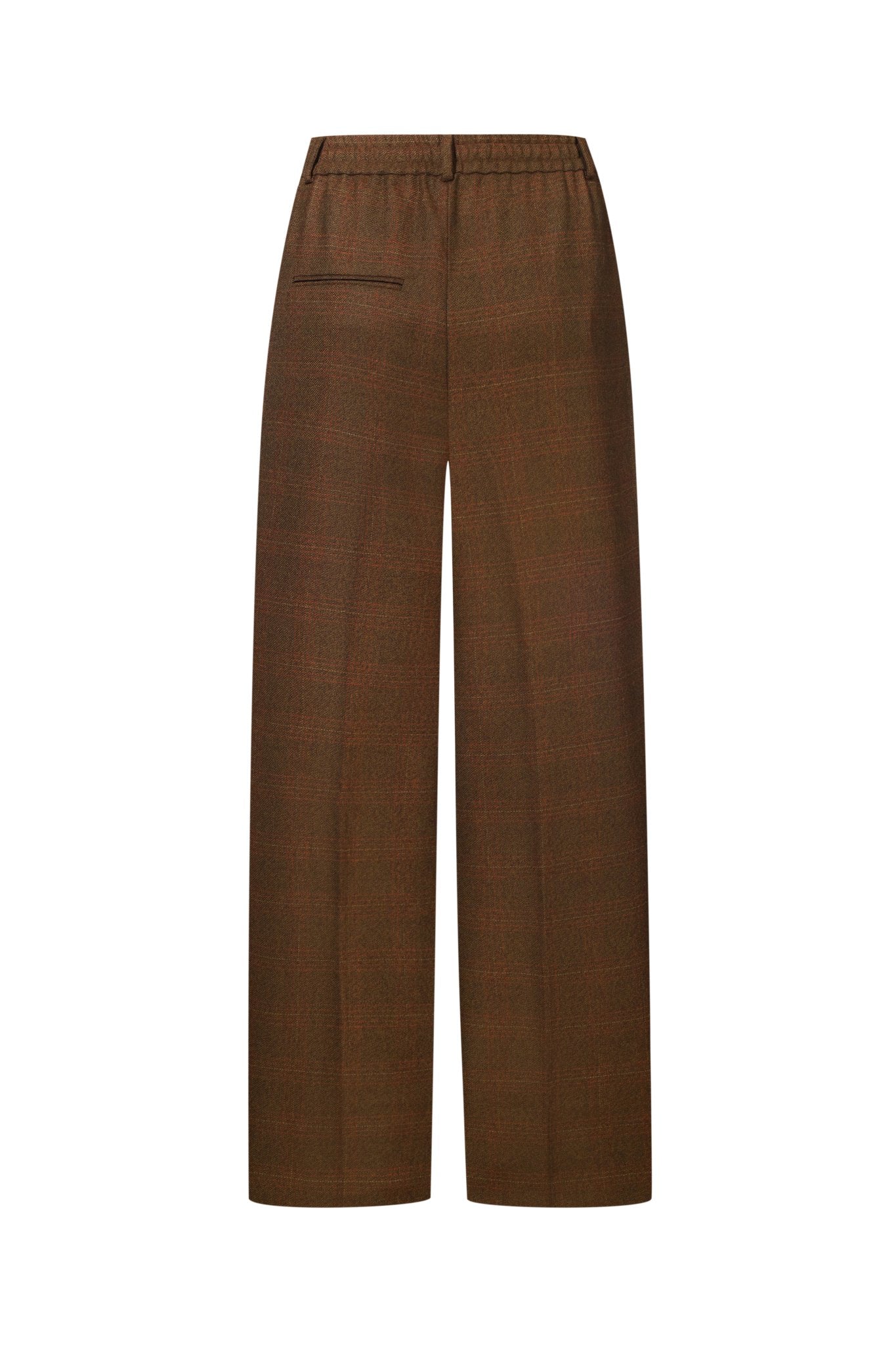 Wool Palazzo Trousers in Dark Brown Check NiSO