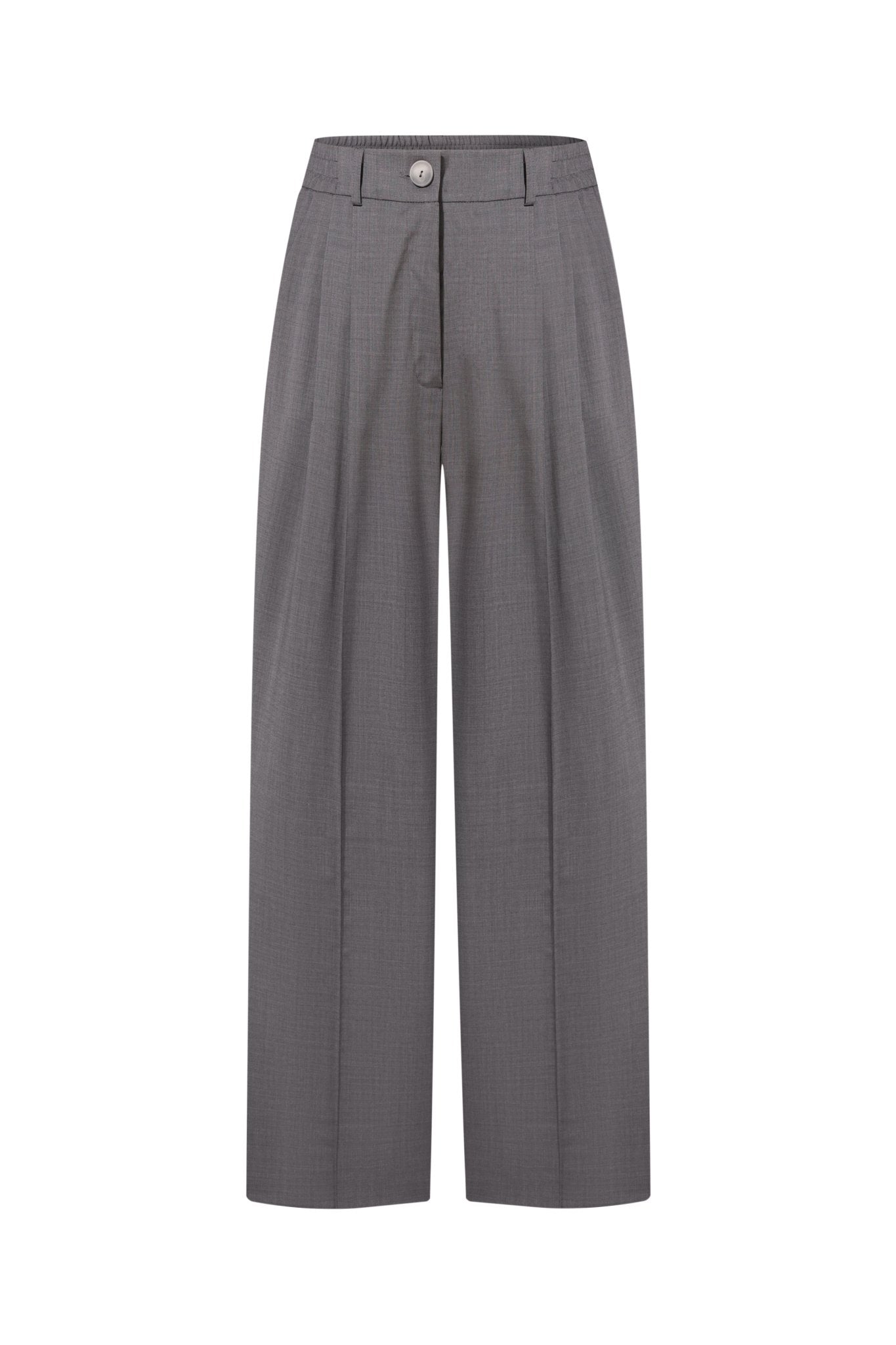 Wool Palazzo Trousers in Gray NiSO
