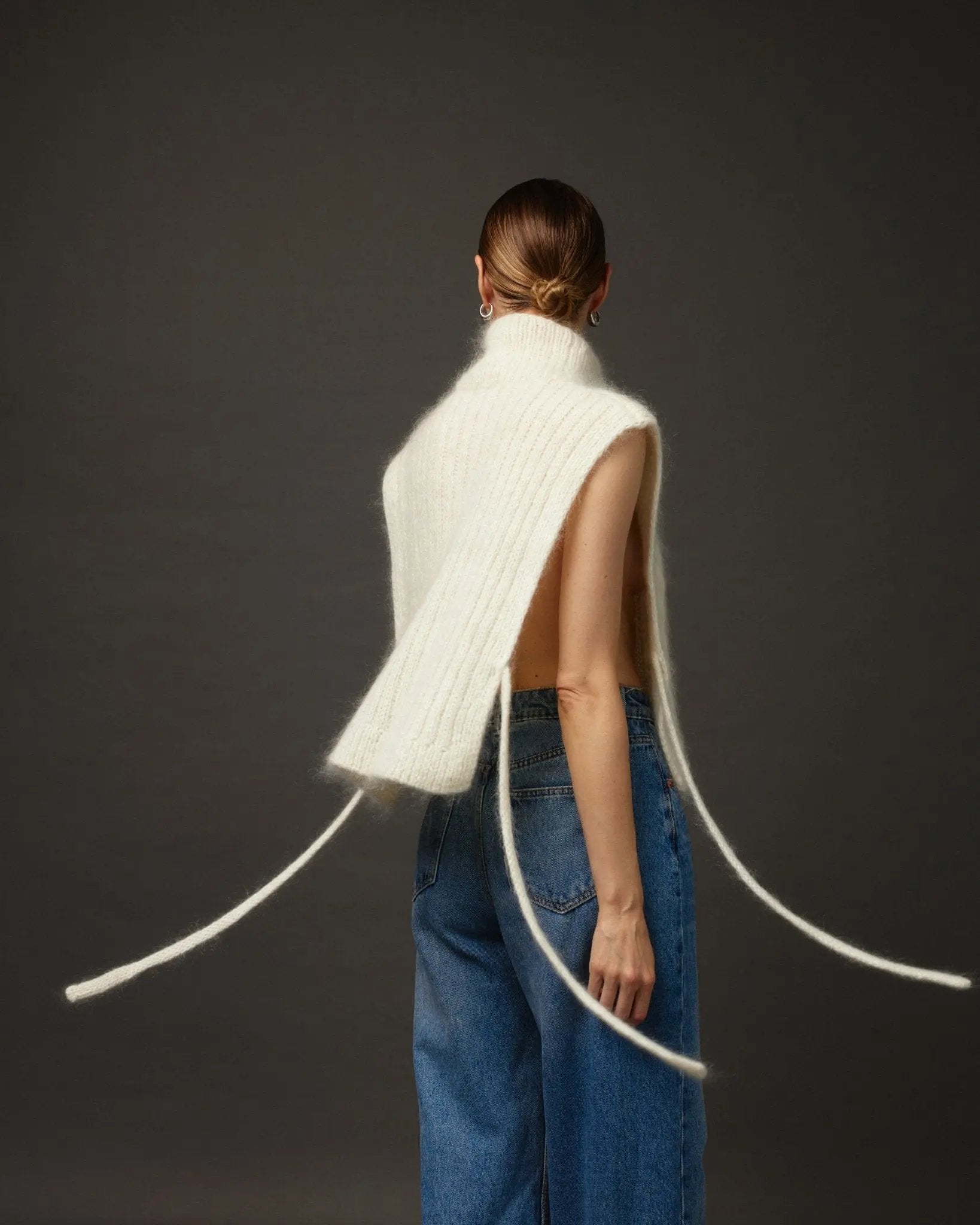 Kid Mohair Handknit Vest in White NiSO