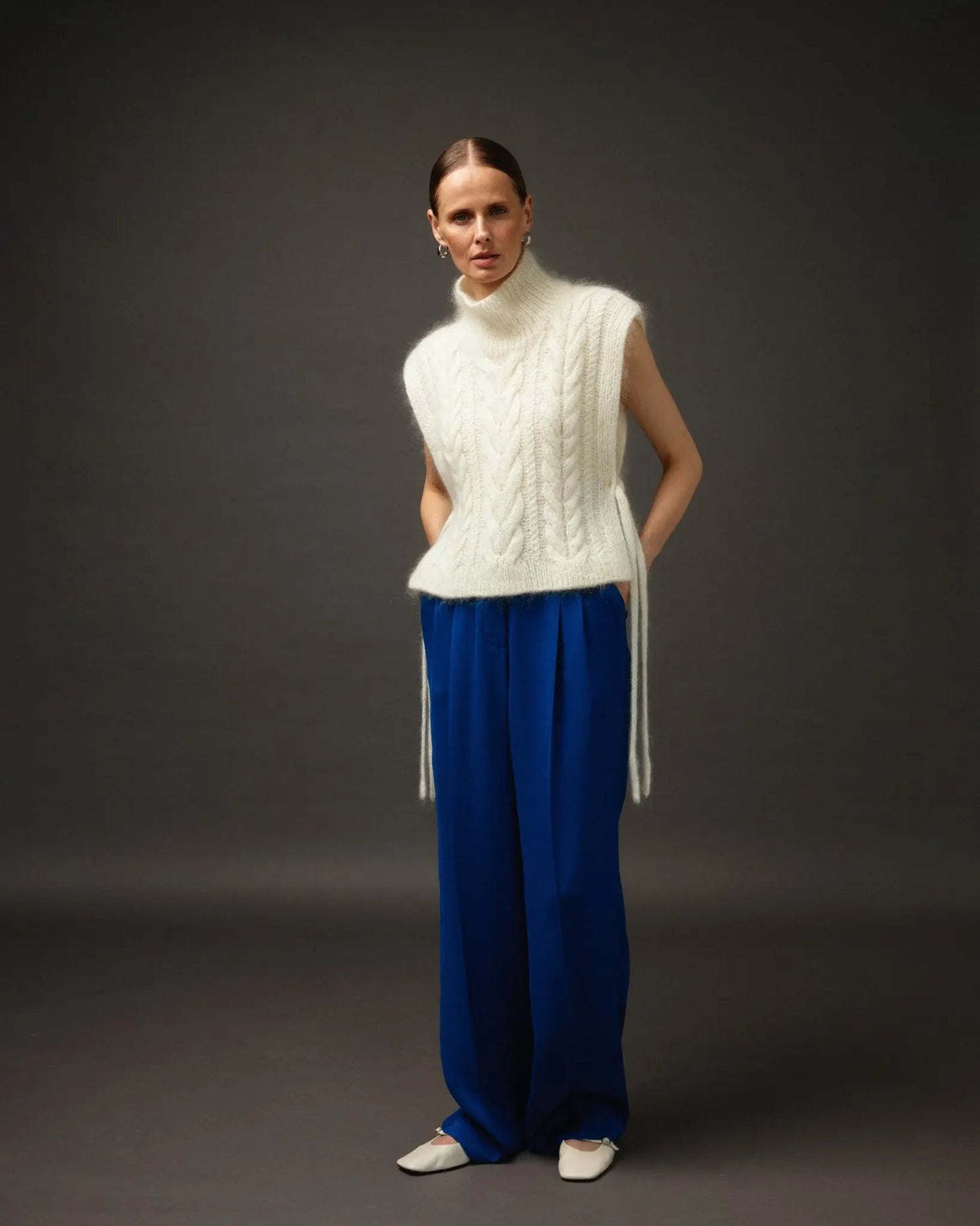 Kid Mohair Handknit Vest in White NiSO