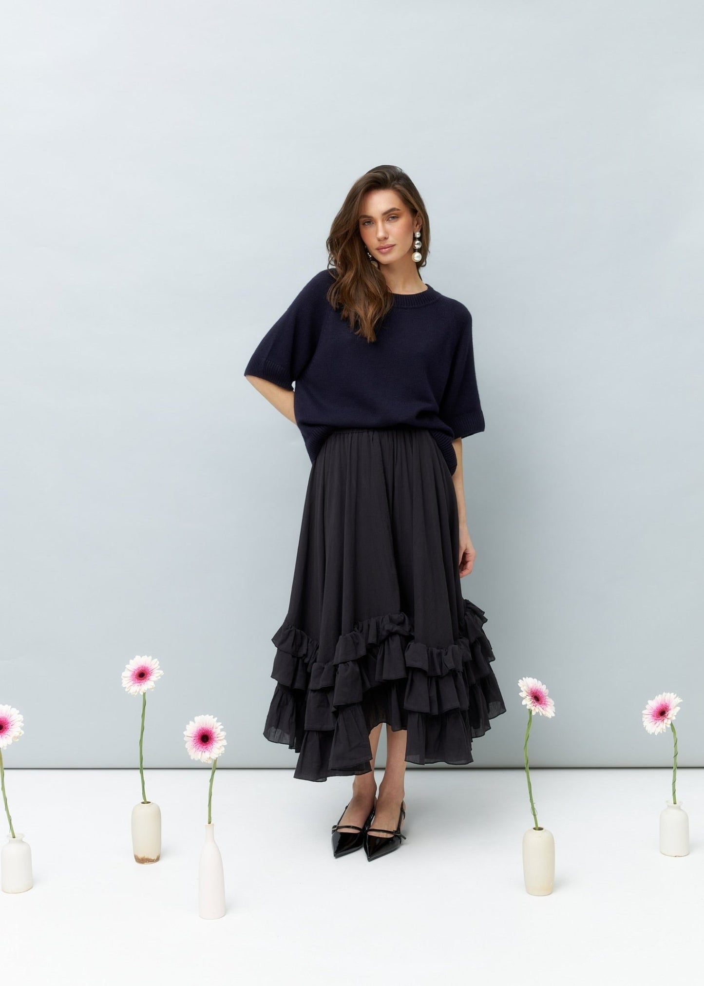 Lightweight Cashmere T-Shirt in Dark Blue - NiSO