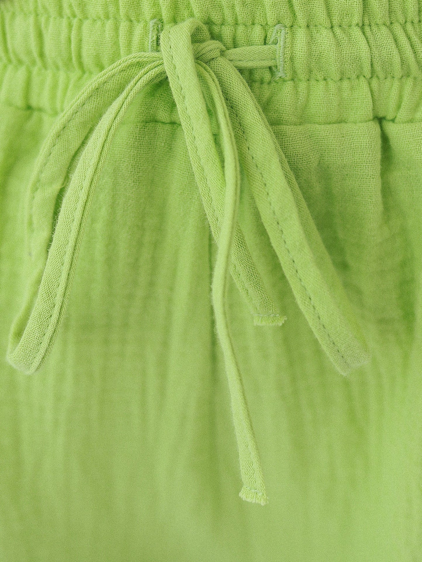Natural Muslin Set with Shorts in Green - NiSO