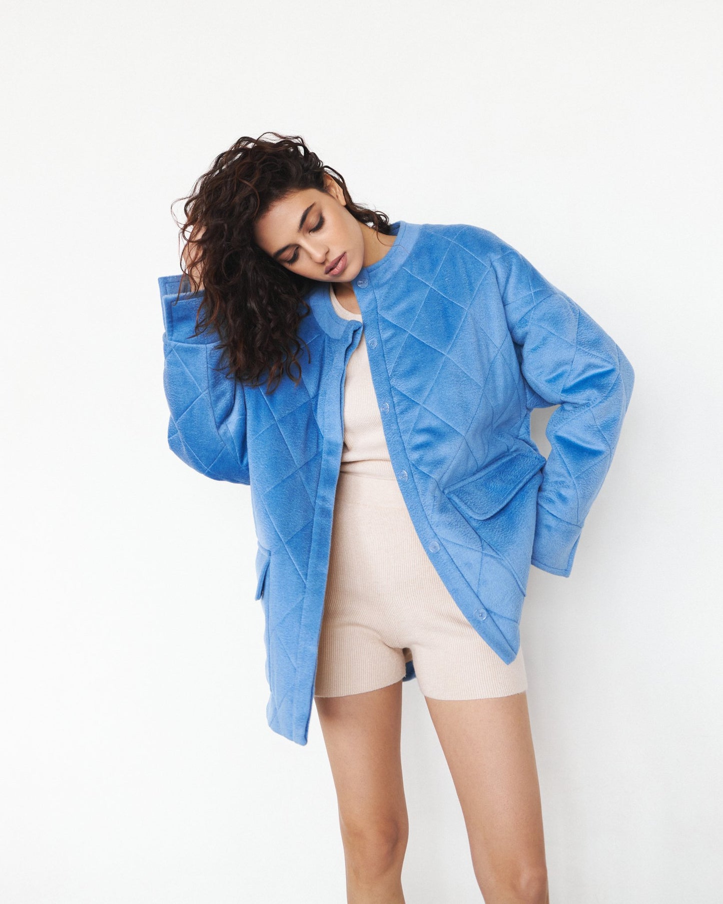 Cashmere-Wool Jacket with Hemp Filling in Blue