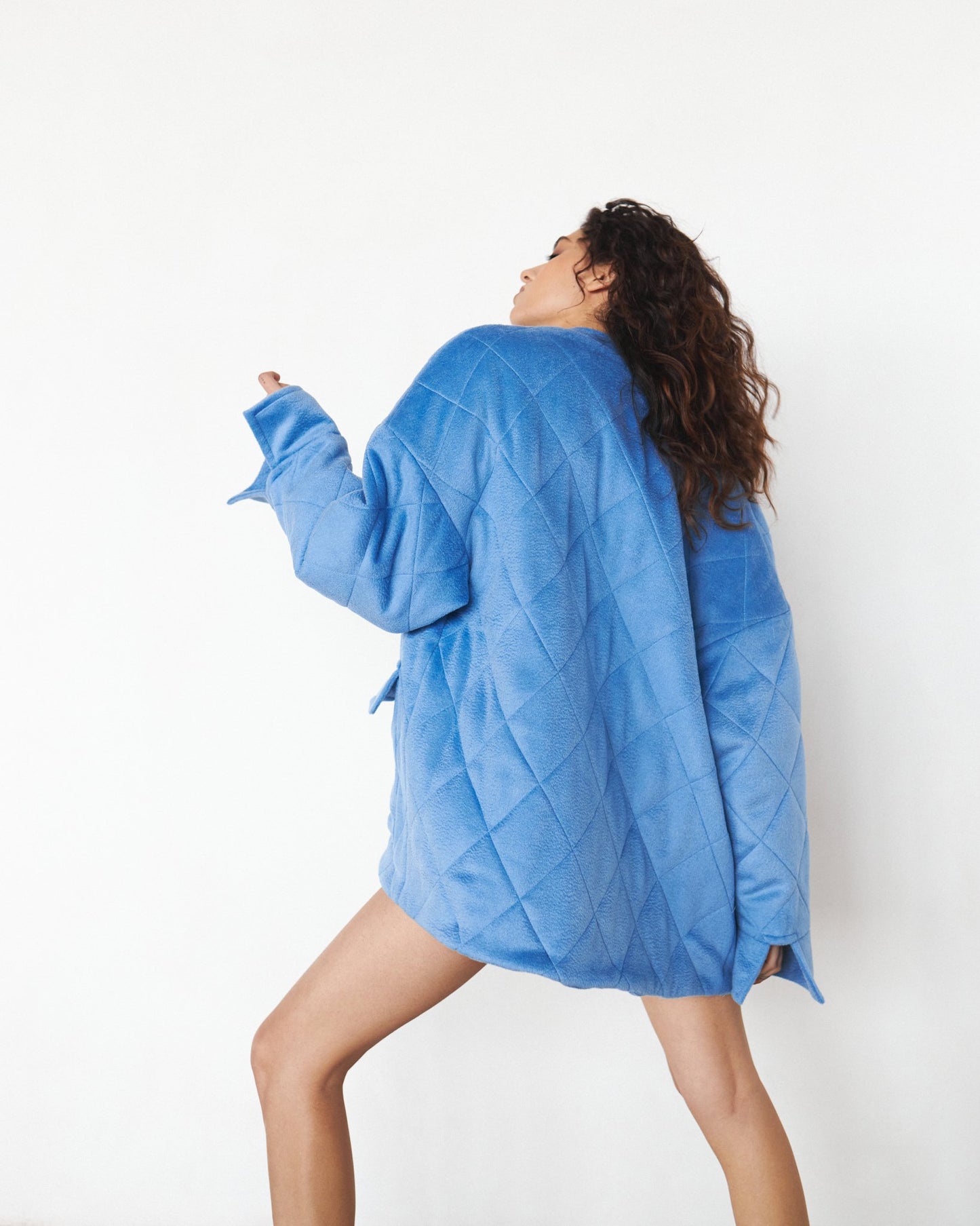 Cashmere-Wool Jacket with Hemp Filling in Blue
