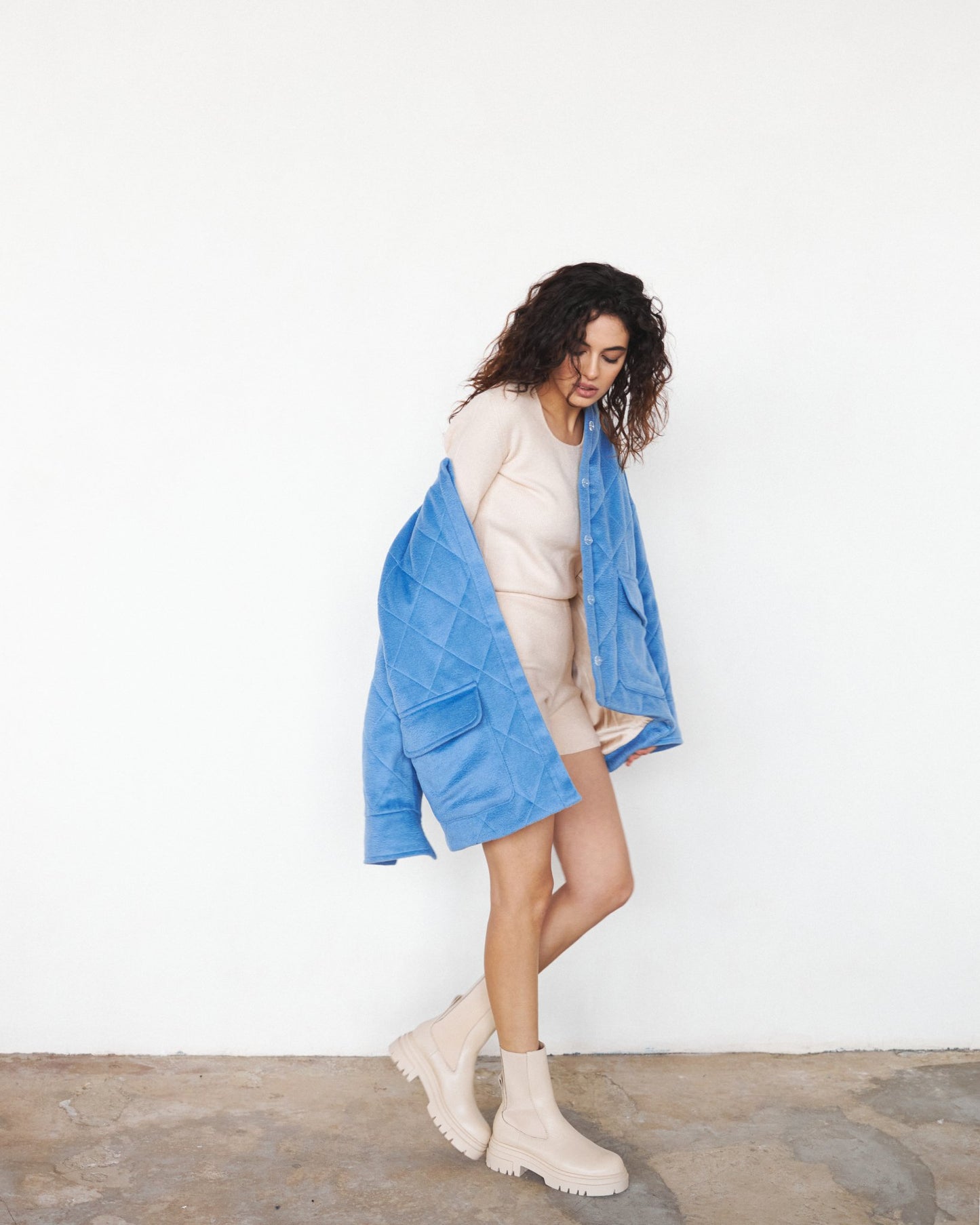 Cashmere-Wool Jacket with Hemp Filling in Blue