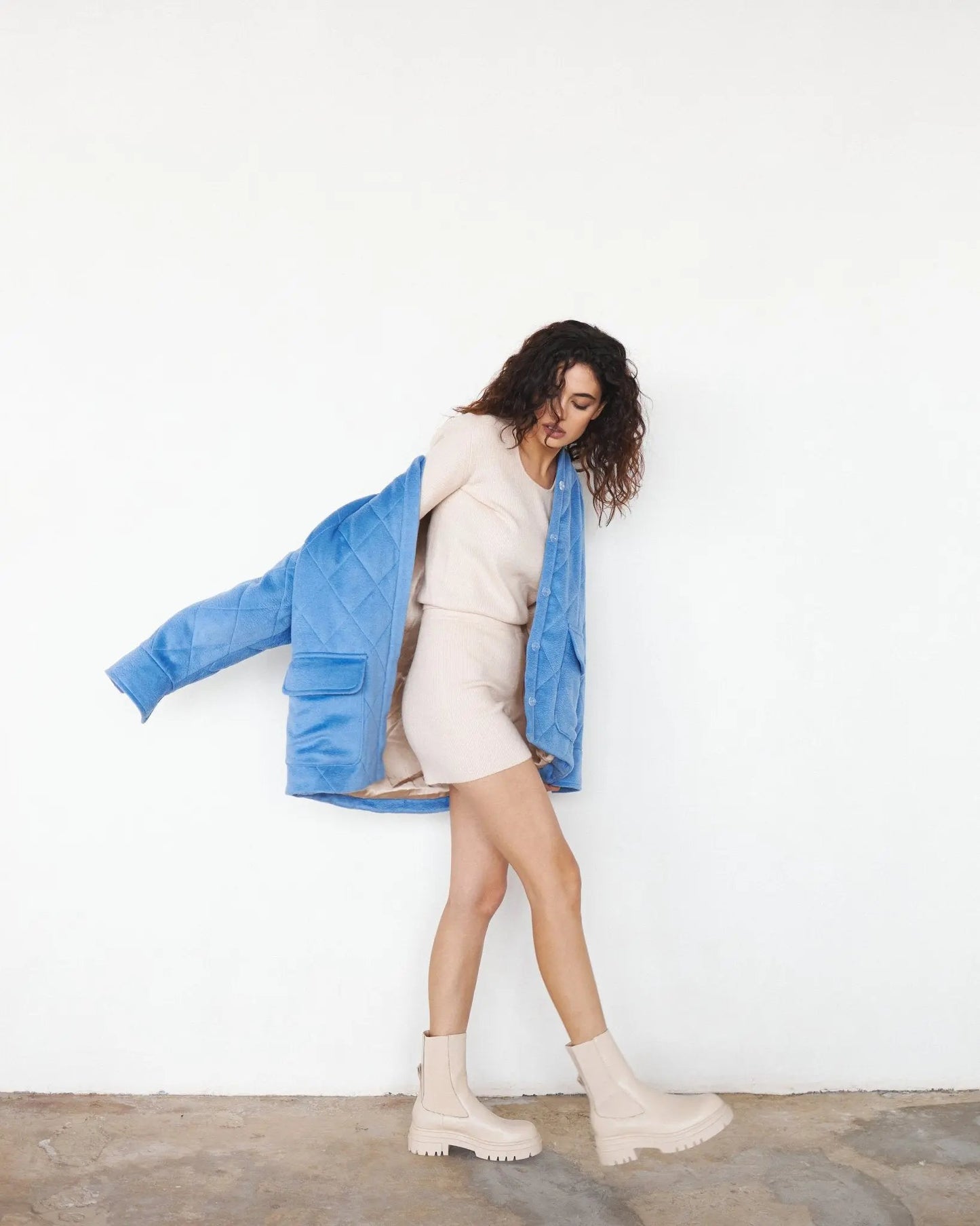 Cashmere-Wool Jacket with Hemp Filling in Blue - NiSO