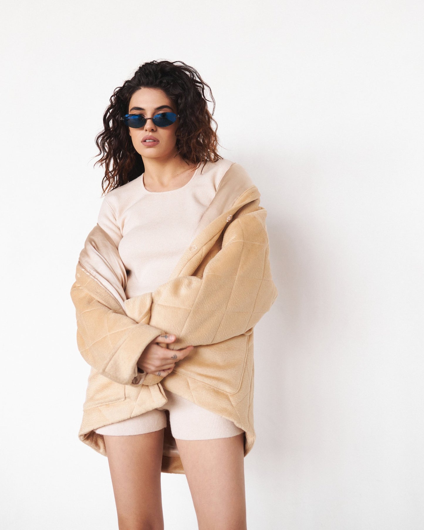 Cashmere-Wool Jacket with Hemp Filling in Beige