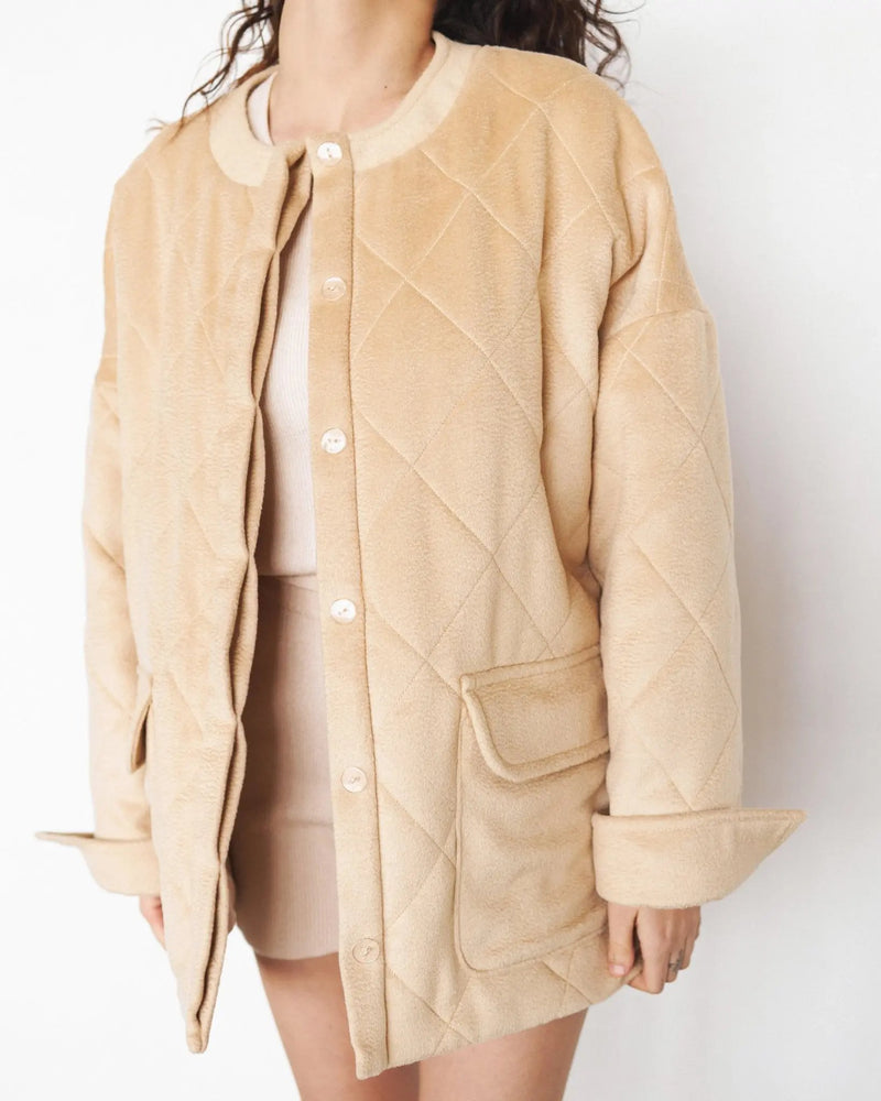 Cashmere-Wool Jacket with Hemp Filling in Beige - NiSO