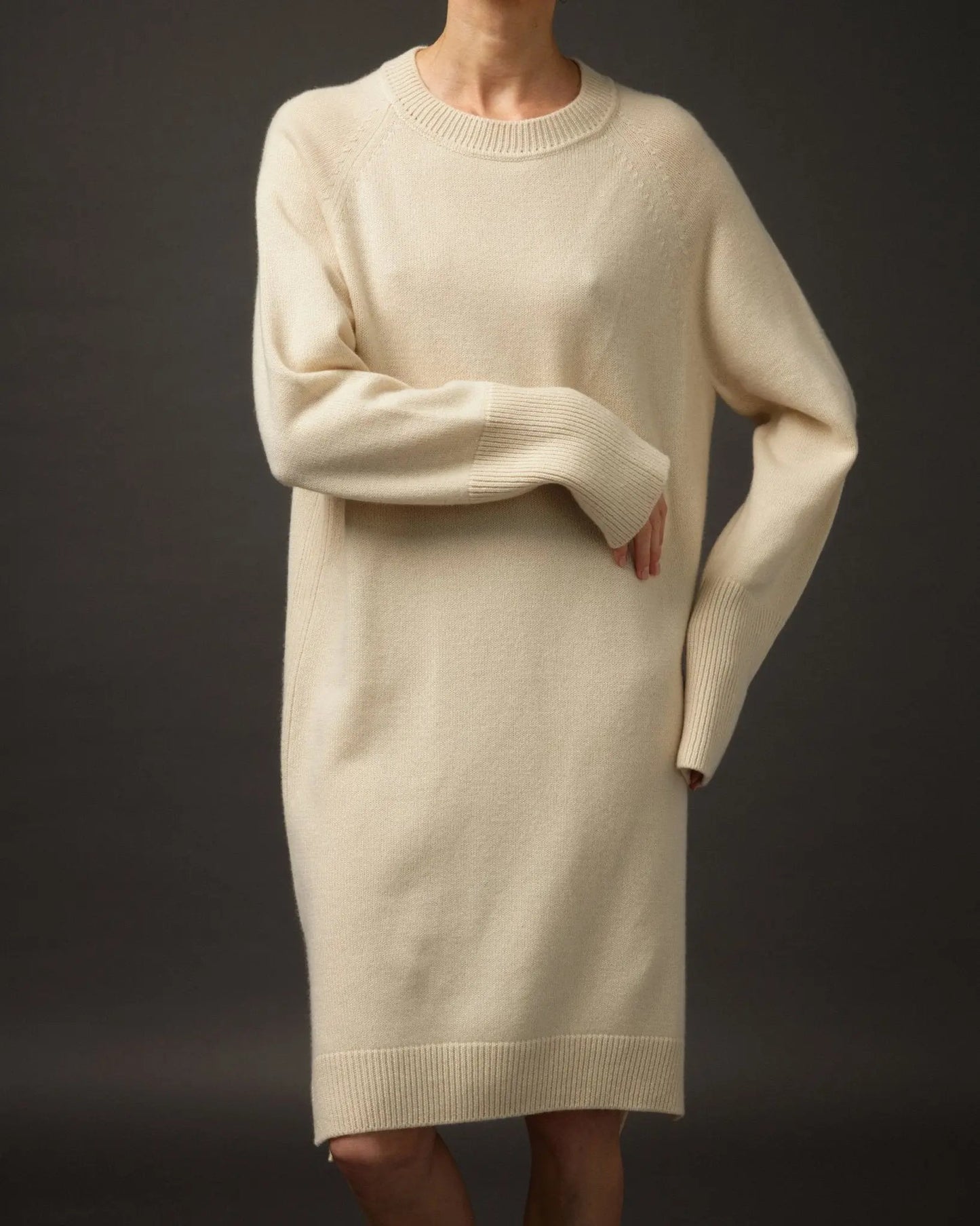 Pure Cashmere Dress in Ivory - NiSO