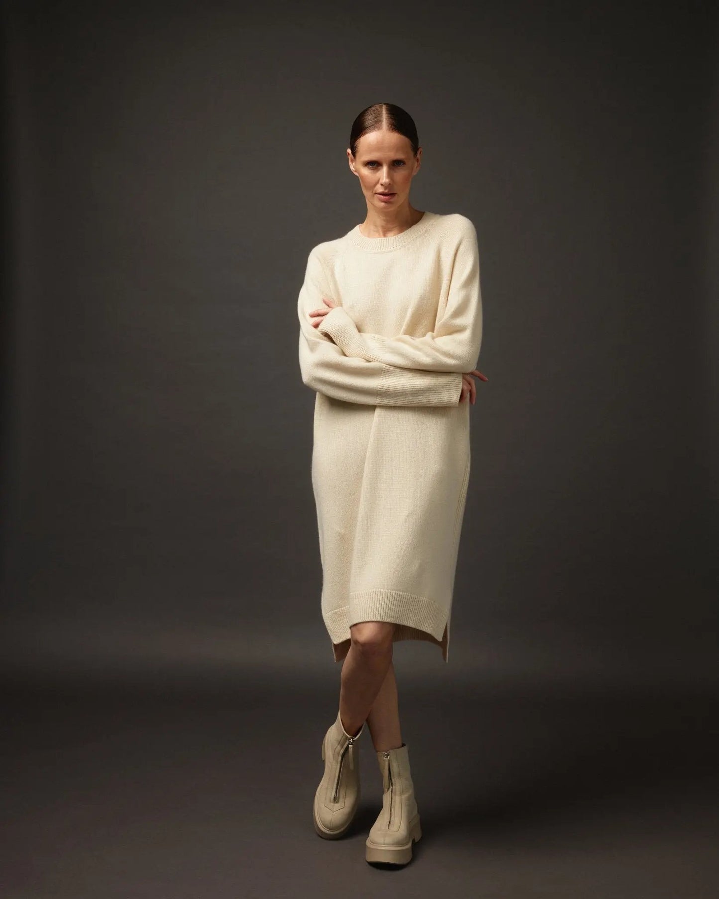 Pure Cashmere Dress in Ivory - NiSO