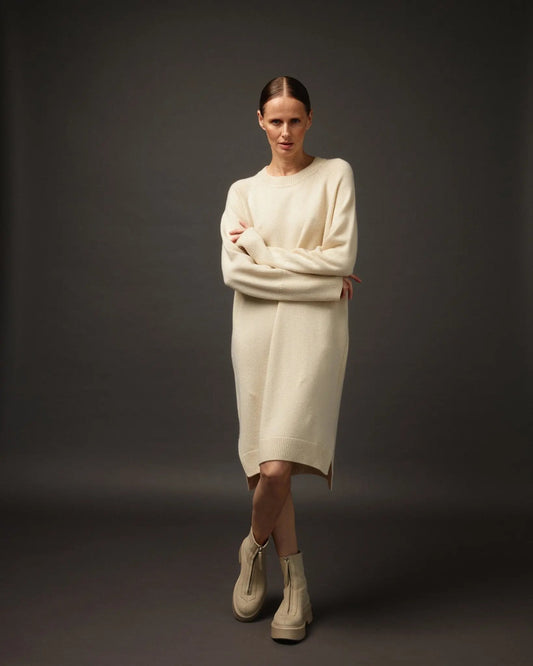 Pure Cashmere Dress in Ivory - NiSO