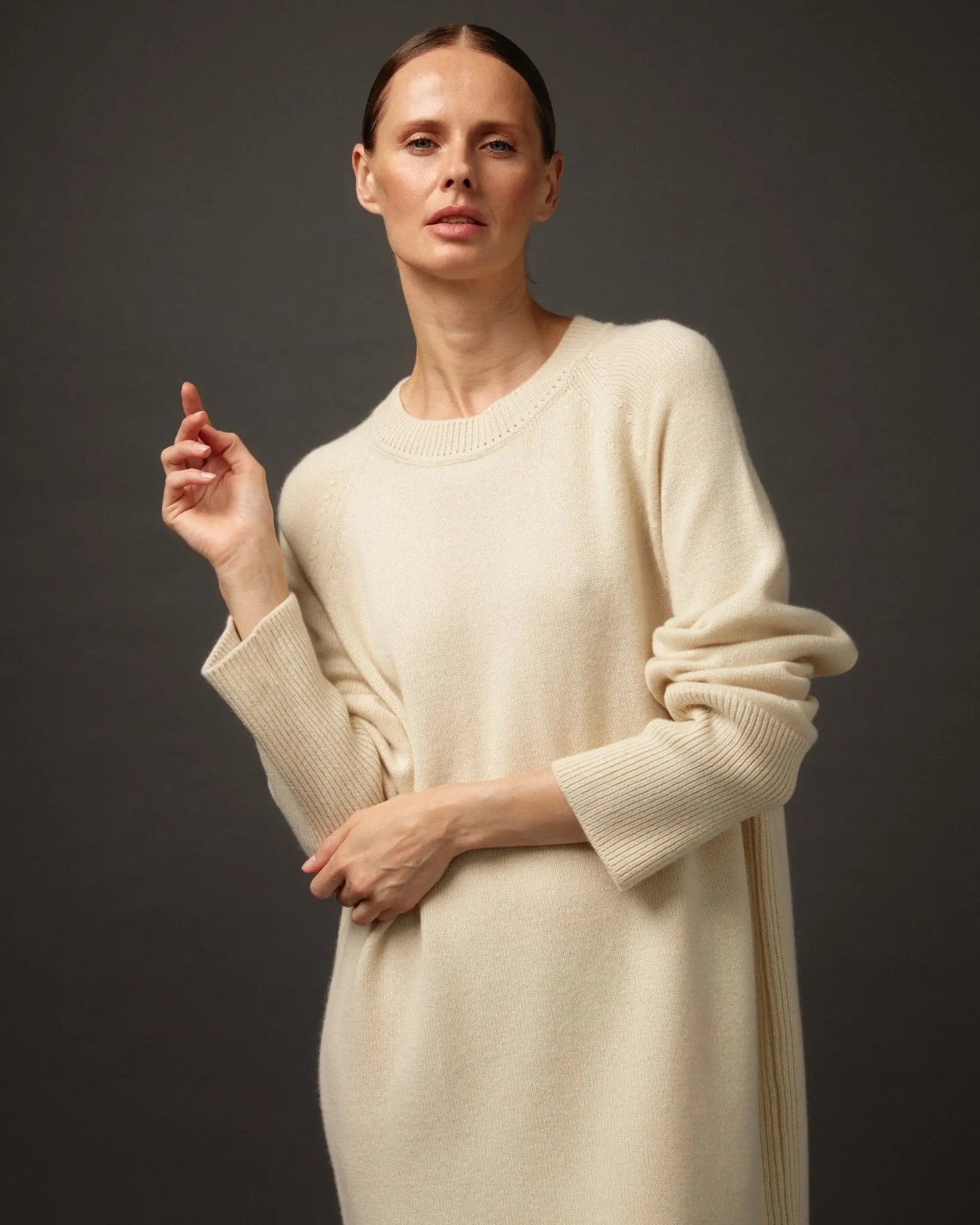 Pure Cashmere Dress in Ivory - NiSO
