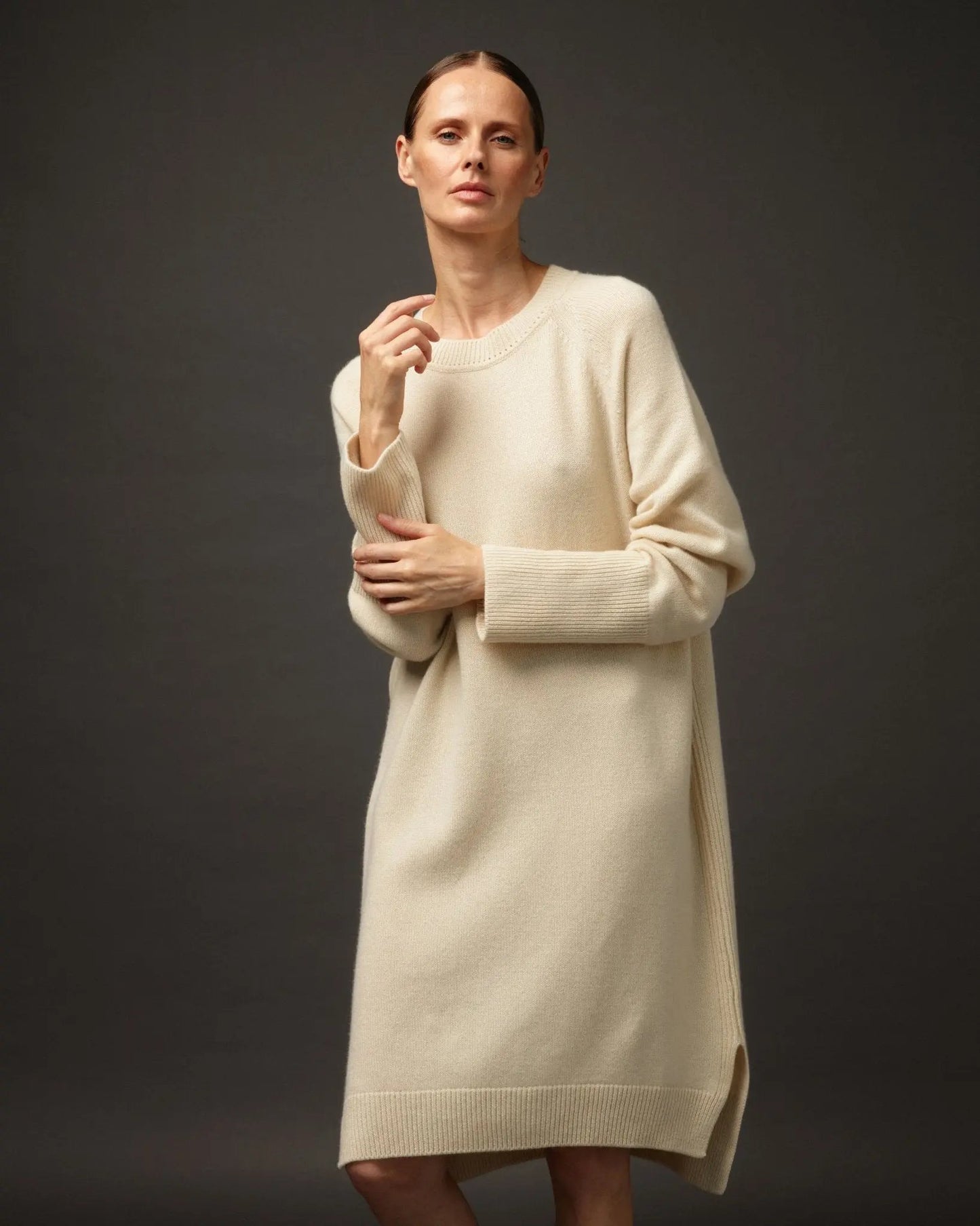 Pure Cashmere Dress in Ivory - NiSO