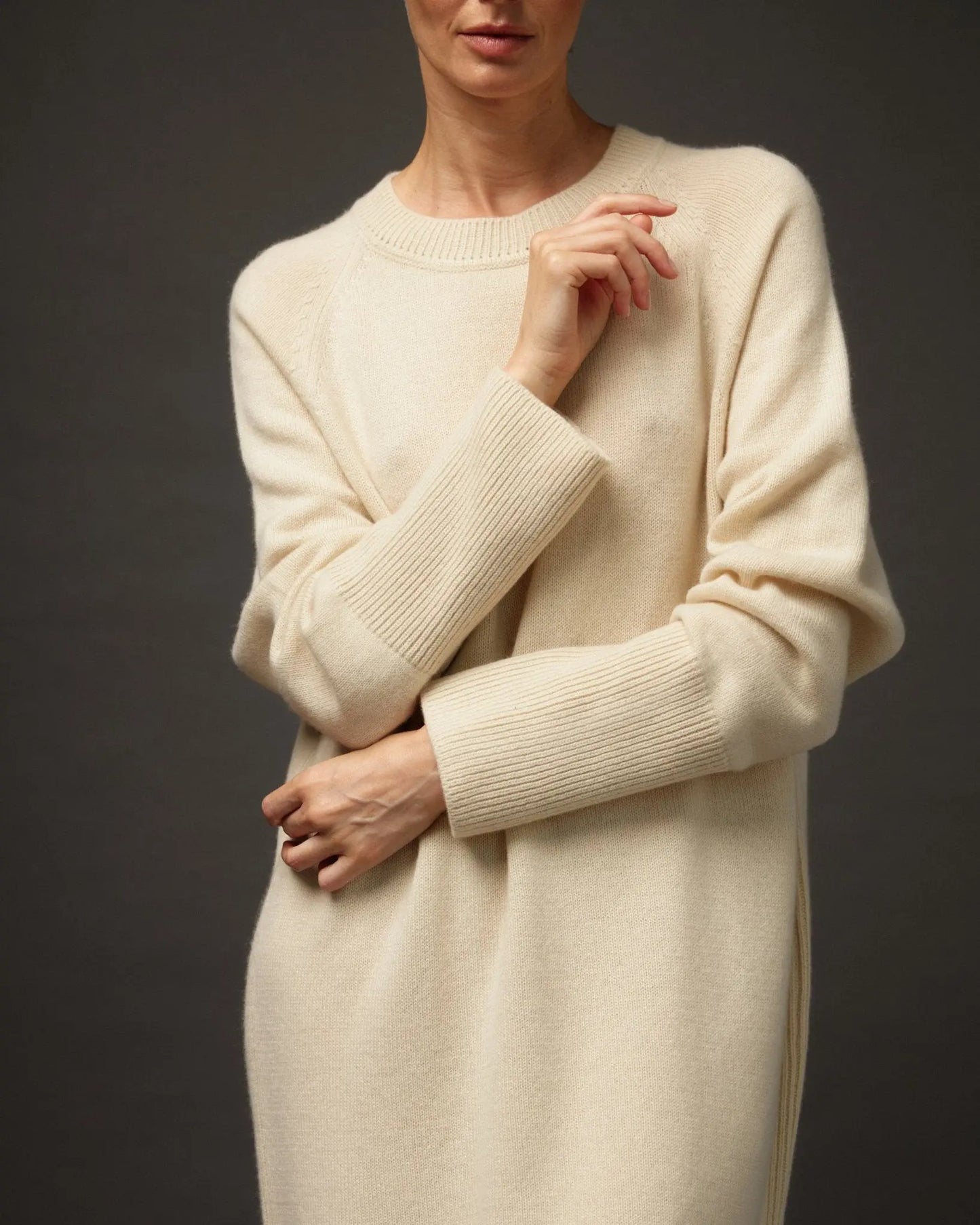 Pure Cashmere Dress in Ivory - NiSO