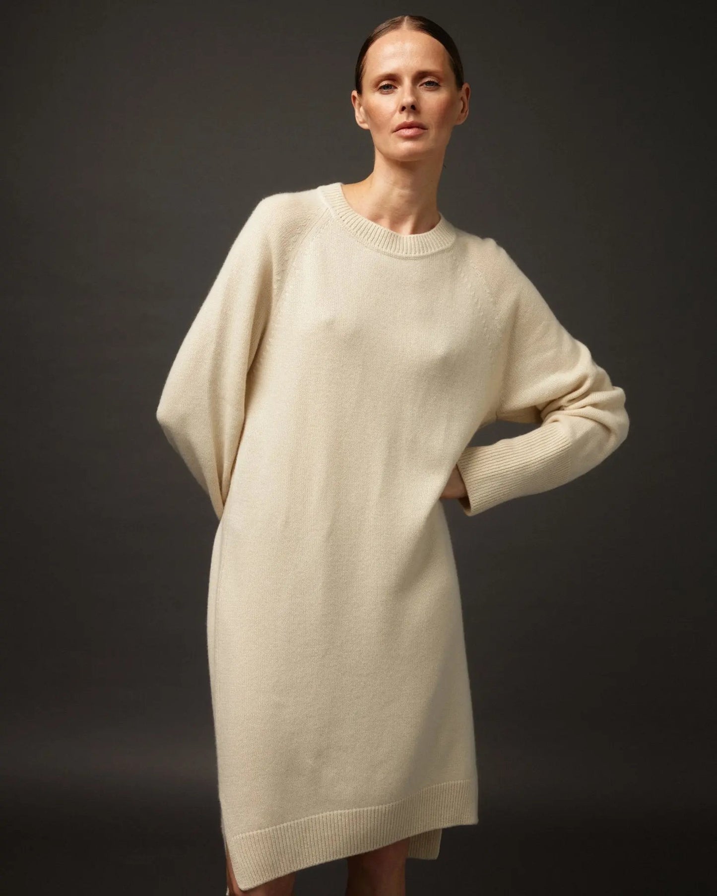 Pure Cashmere Dress in Ivory - NiSO
