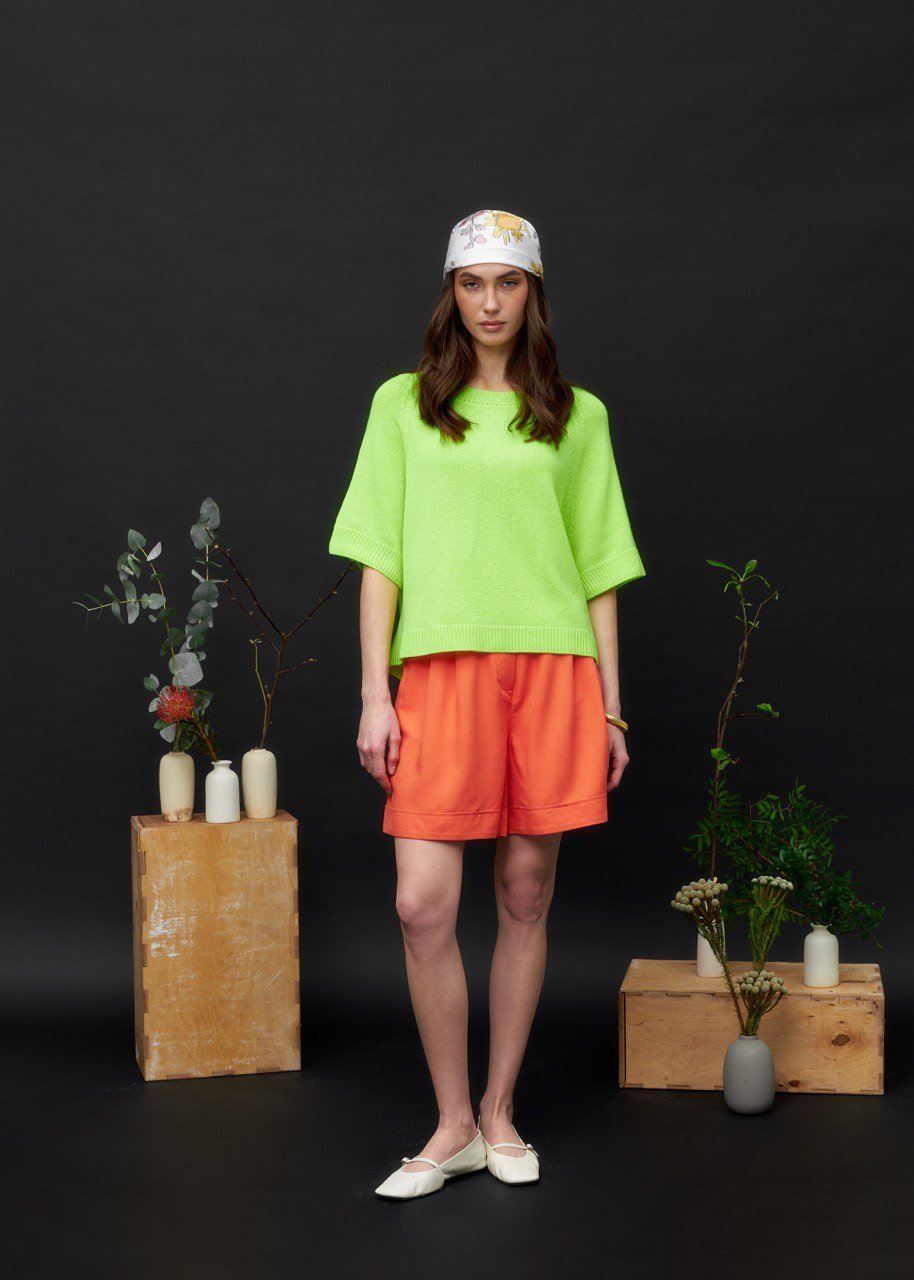 Silk Bermuda Shorts in Orange - NiSO