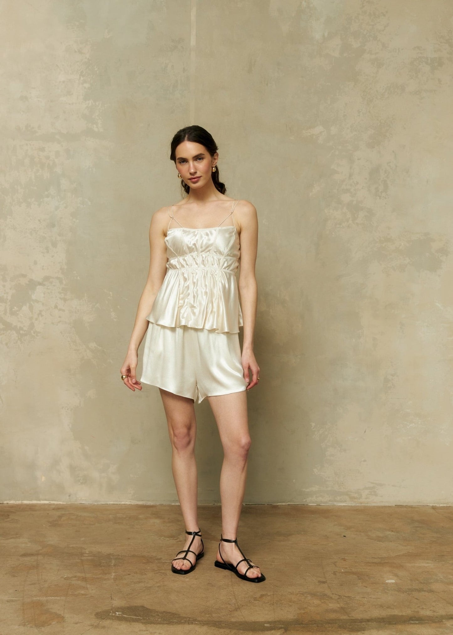 Silk Blend Long Top in Champagne - NiSO