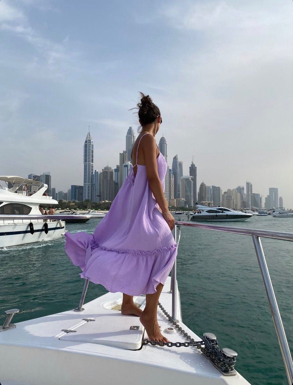 Universal Midi Muslin Summer Dress in Lavender - NiSO