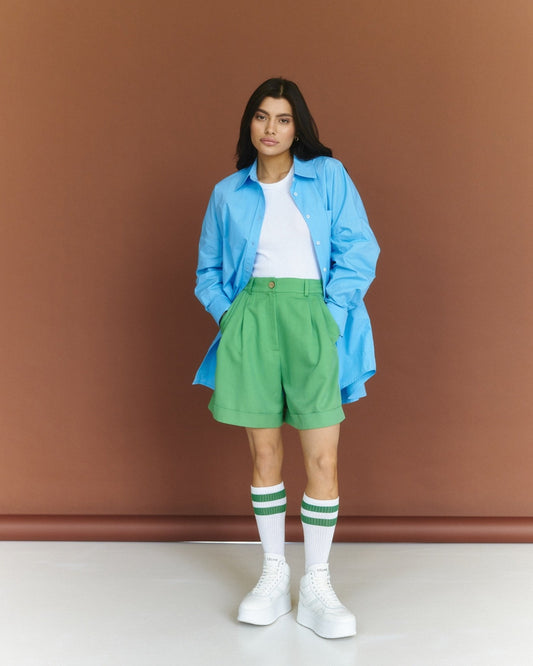 Classic Natural Cotton Shirt in Light Blue - NiSO