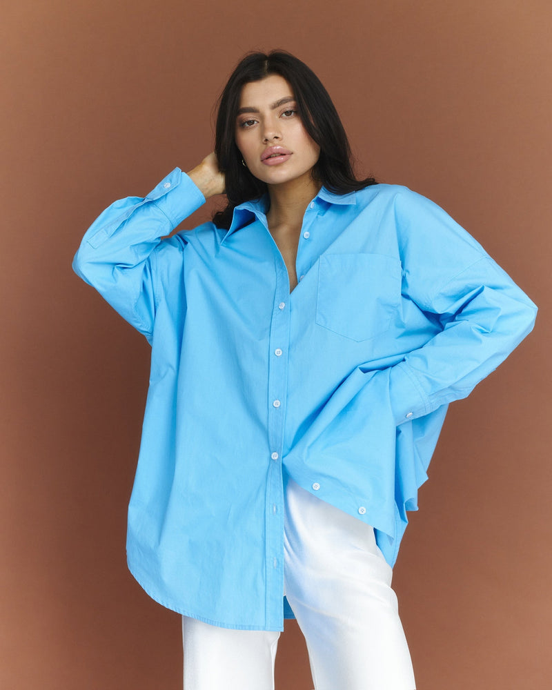 Classic Natural Cotton Shirt in Light Blue - NiSO