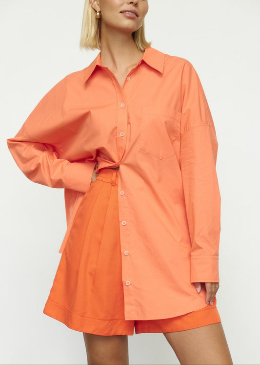 Classic Natural Cotton Shirt in Orange - NiSO